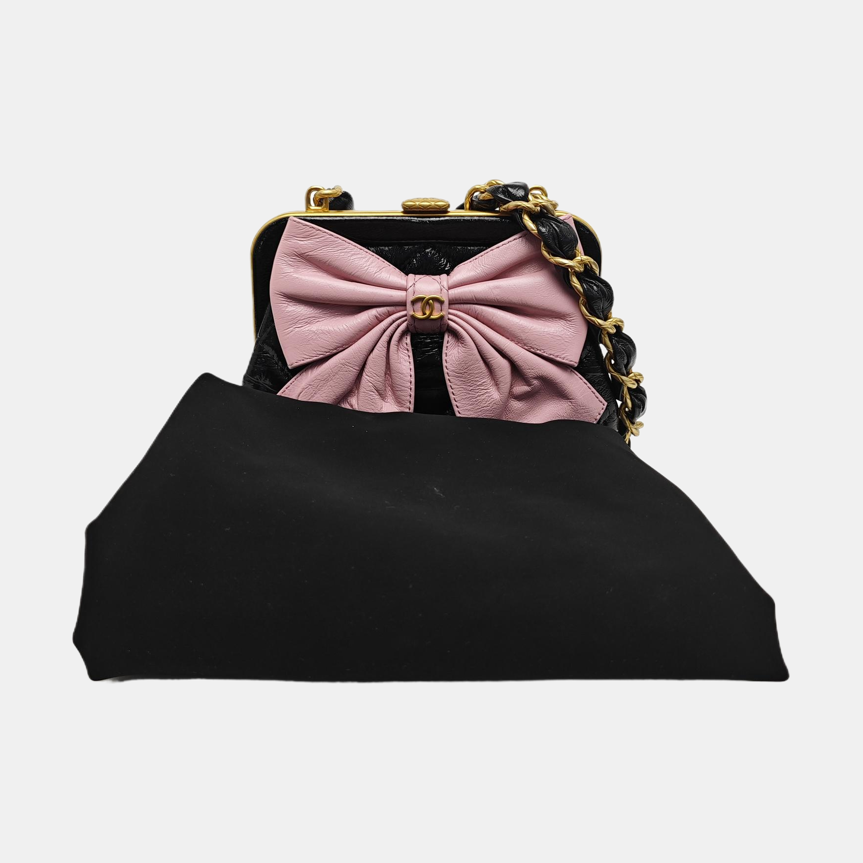 Quilted Patent Leather Shoulder Bag Black