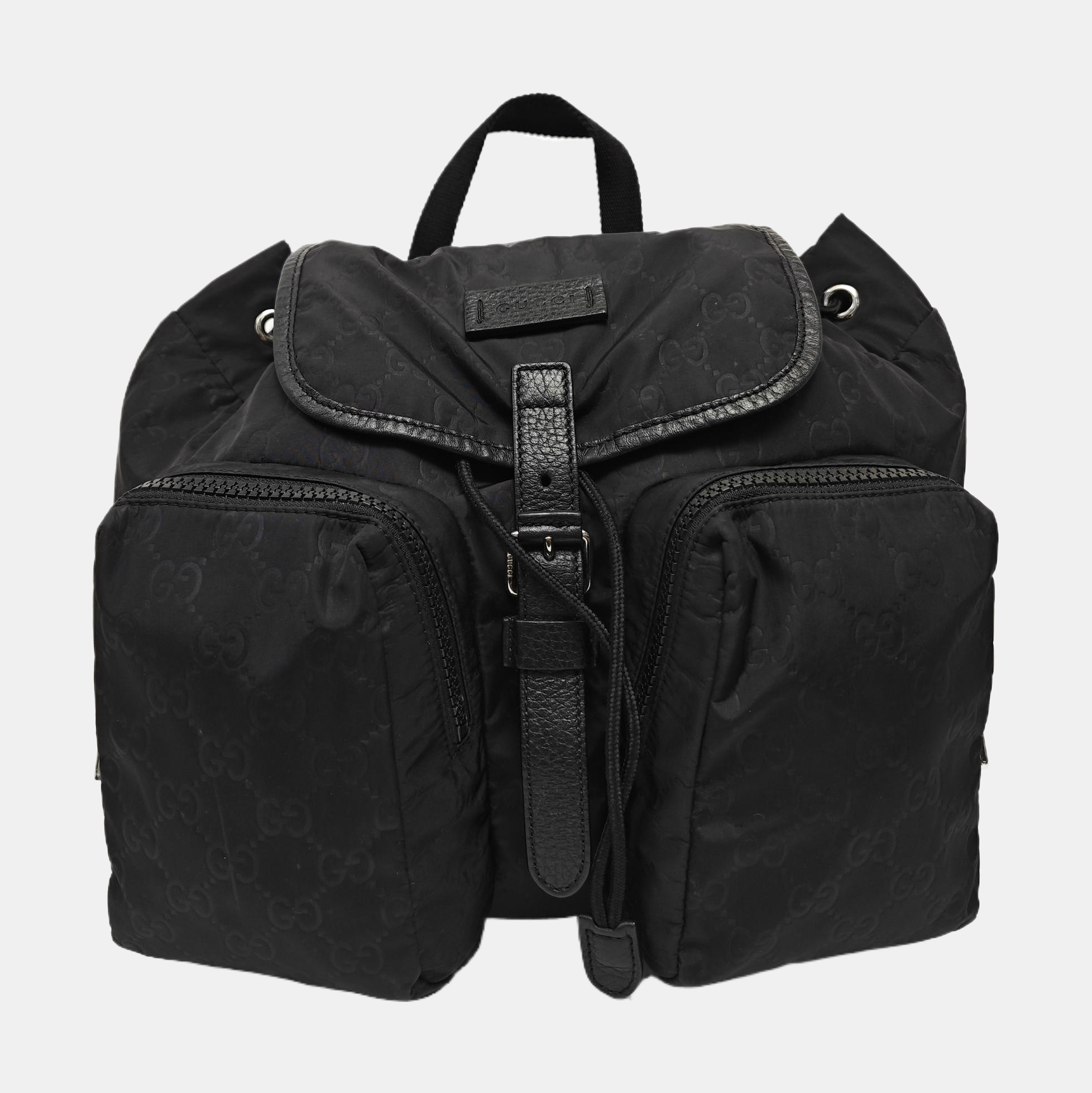 Monogram Nylon Backpack Black