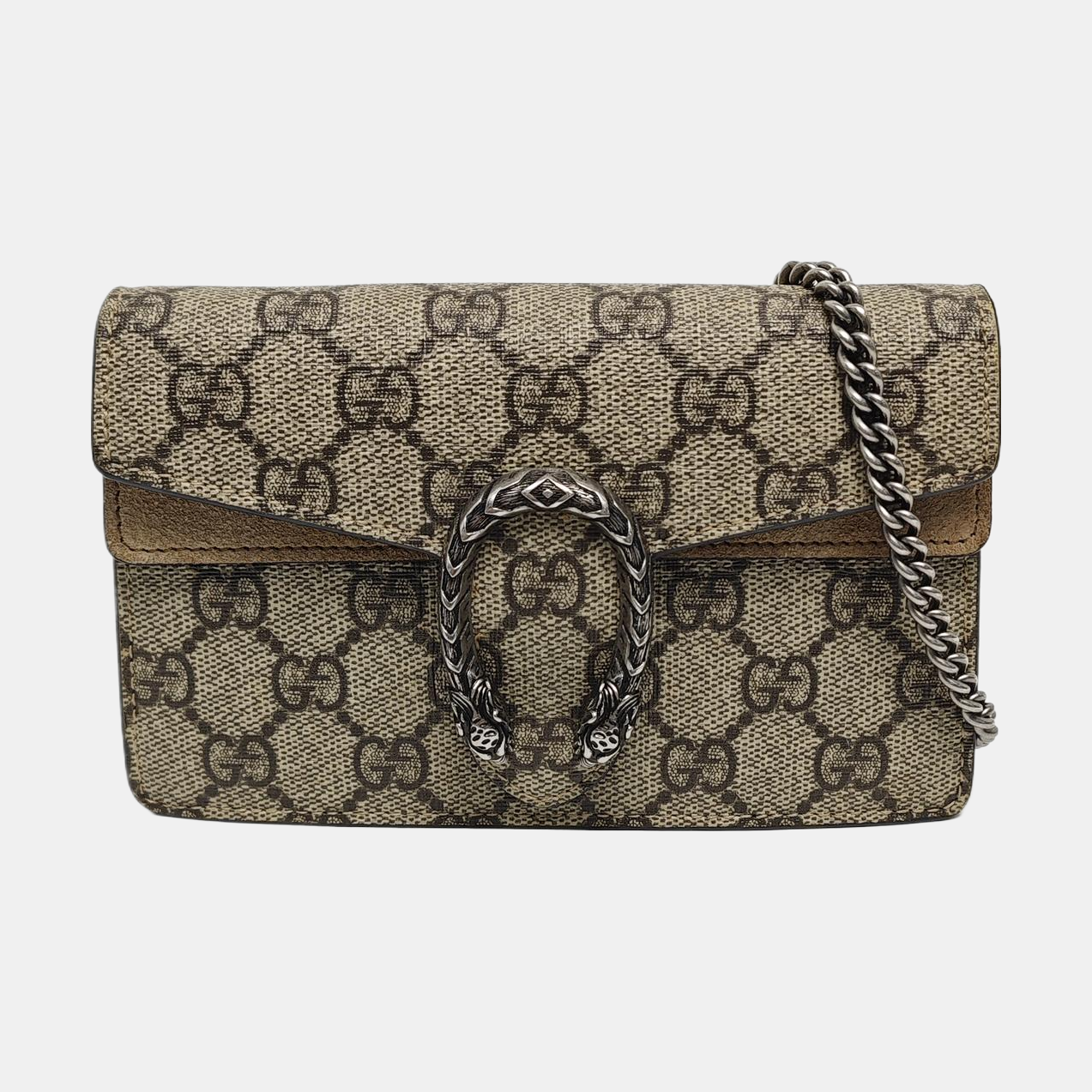Dionysus Super Mini Monogram Coated Canvas Beige