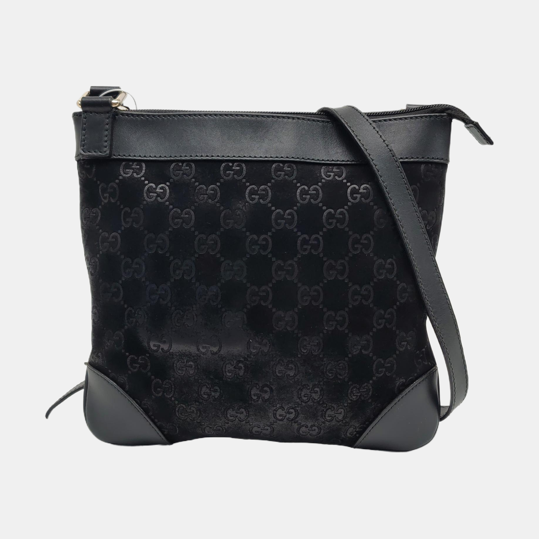 Monogram Suede Shoulder Bag Black
