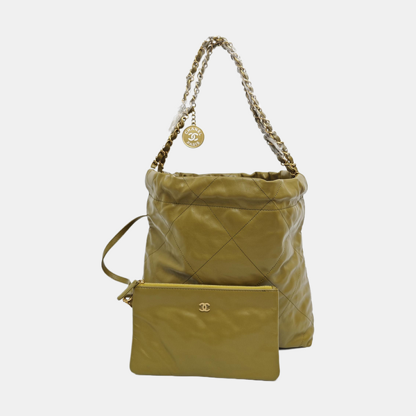 CHANEL 22 Small Quilted Calfskin Green