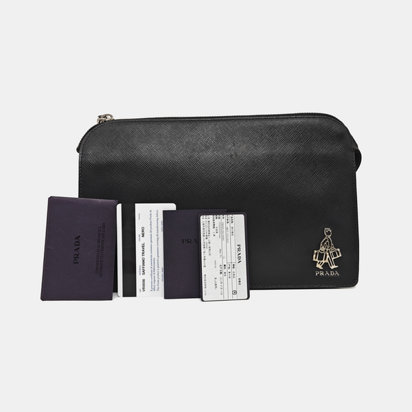 Saffiano Calfskin Clutch Black