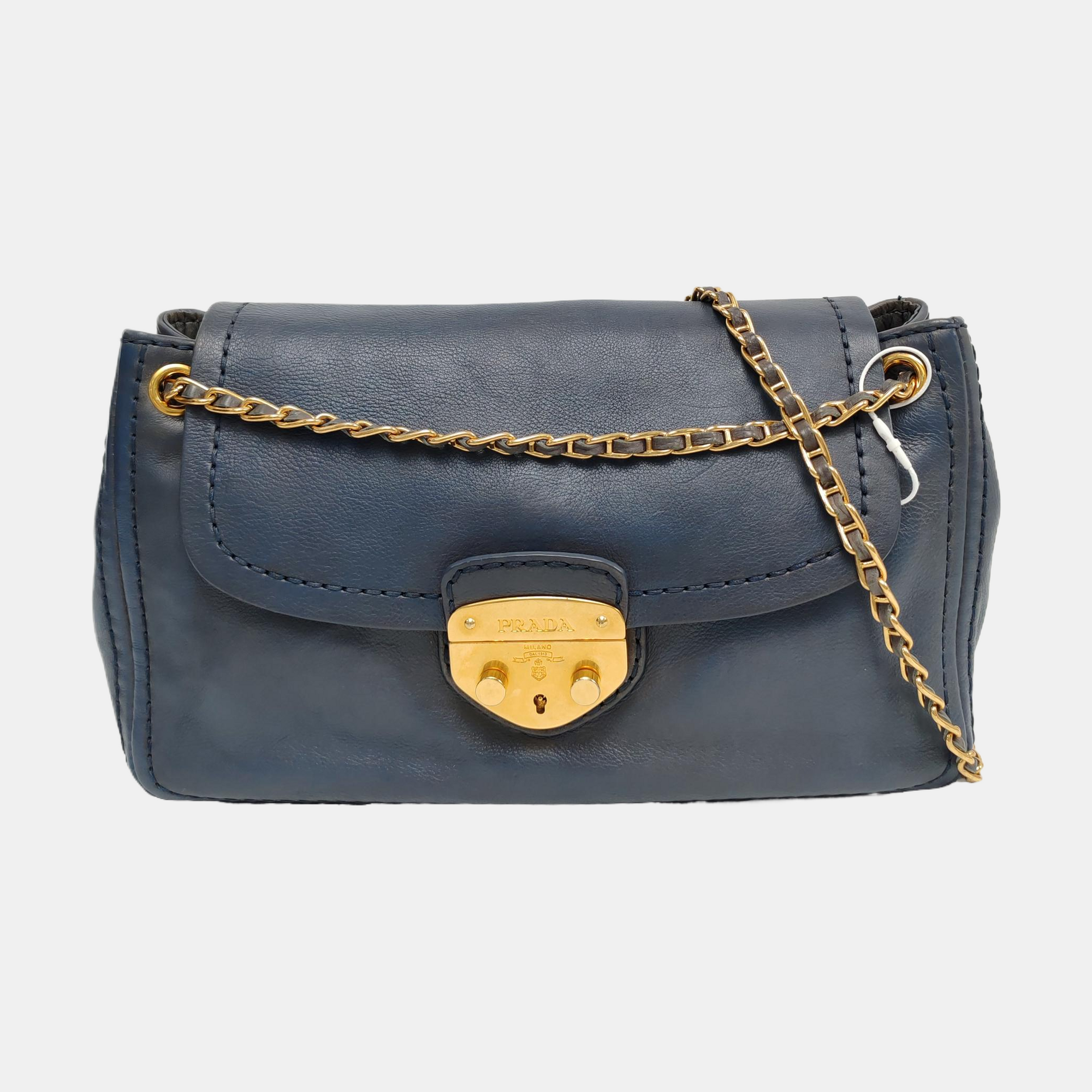 Calfskin Shoulder Bag Blue
