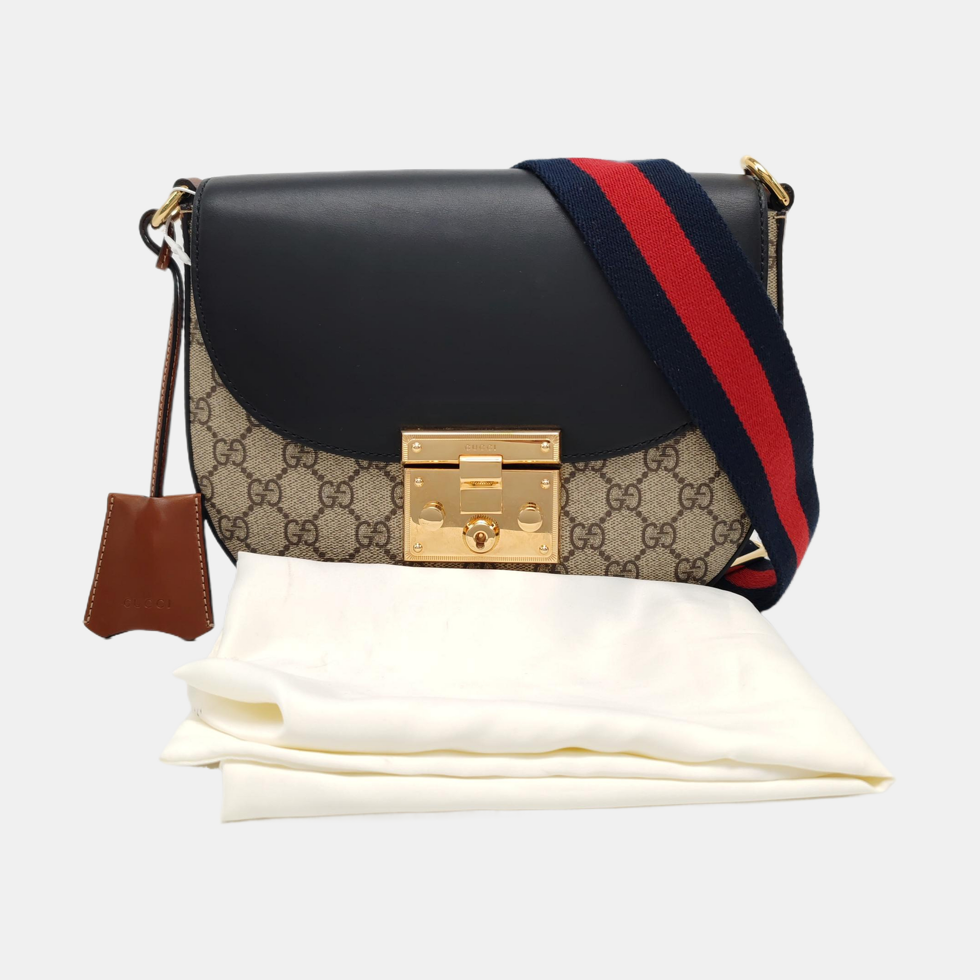 Padlock Medium Monogram Coated Canvas Beige