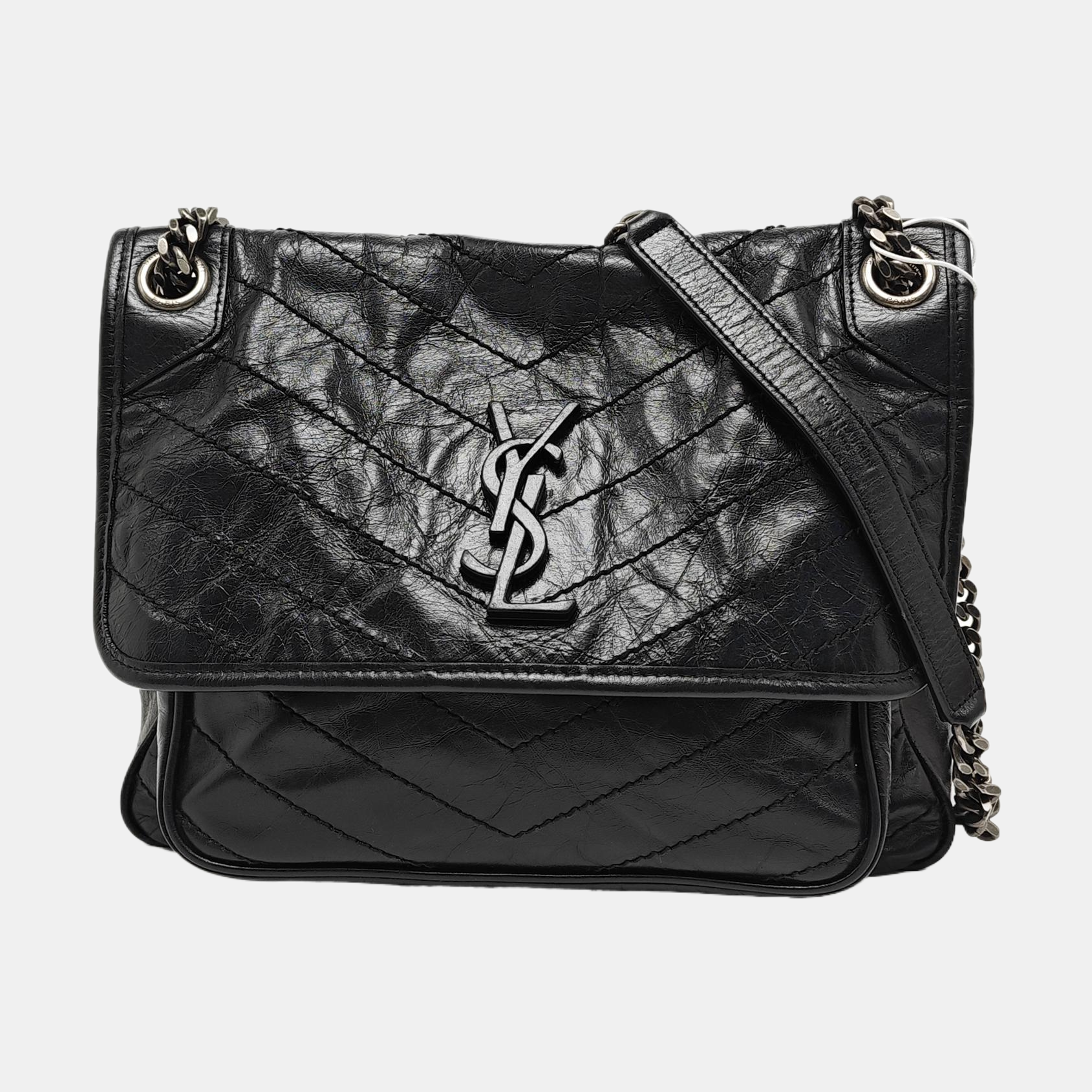 NIKI Medium Chevron Calfskin Black