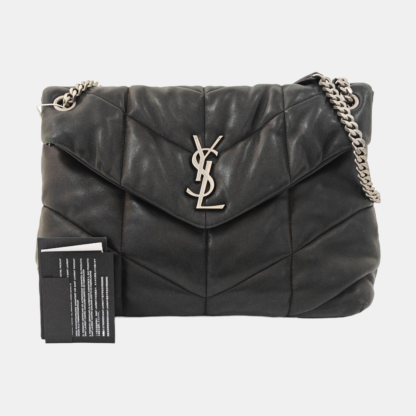 LOULOU Medium Quilted Lambskin Black