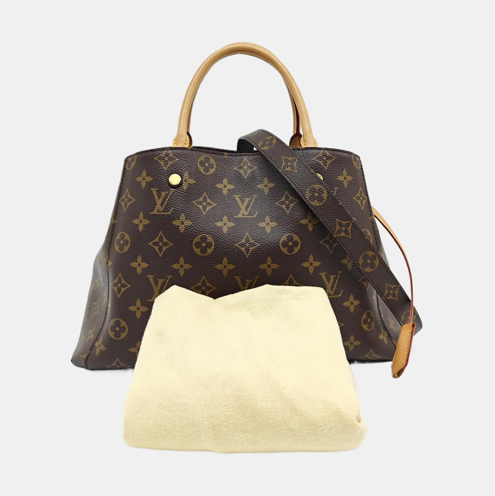 MONTAIGNE GM Monogram Coated Canvas Brown