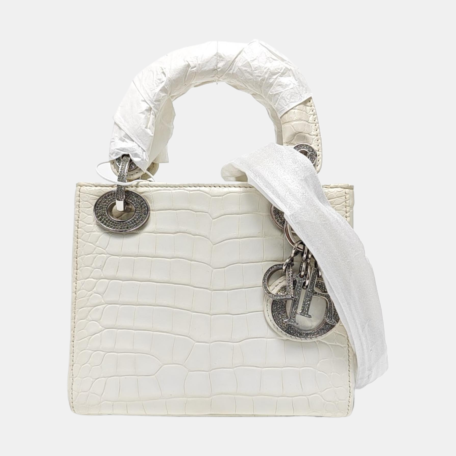 Lady Dior Mini Crocodile White