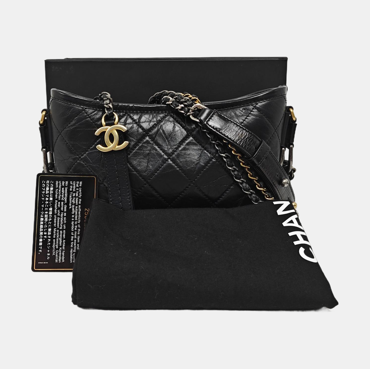 GABRIELLE Small Quilted Calfskin Black