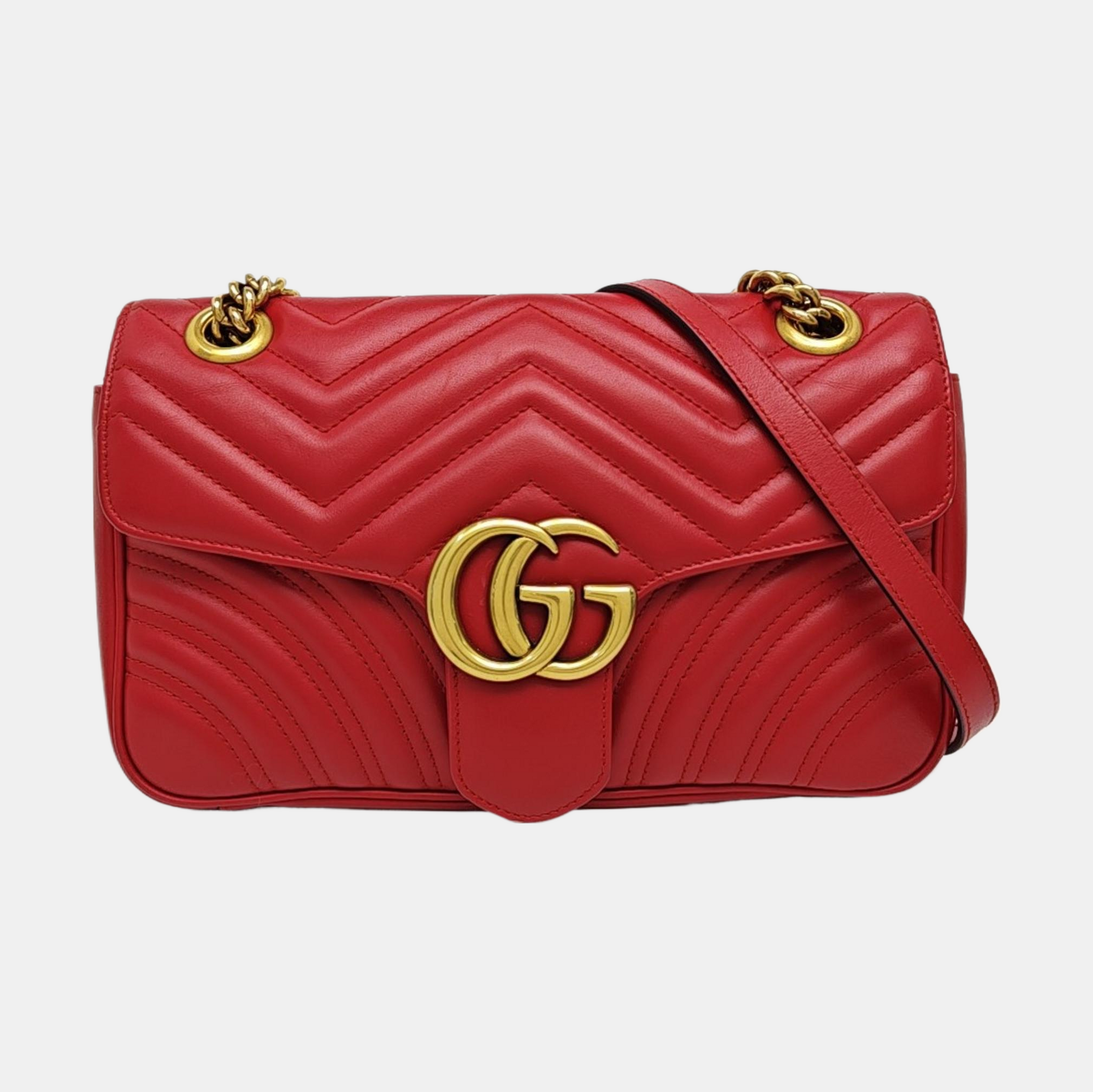 GG Marmont Medium Quilted Calfskin Red