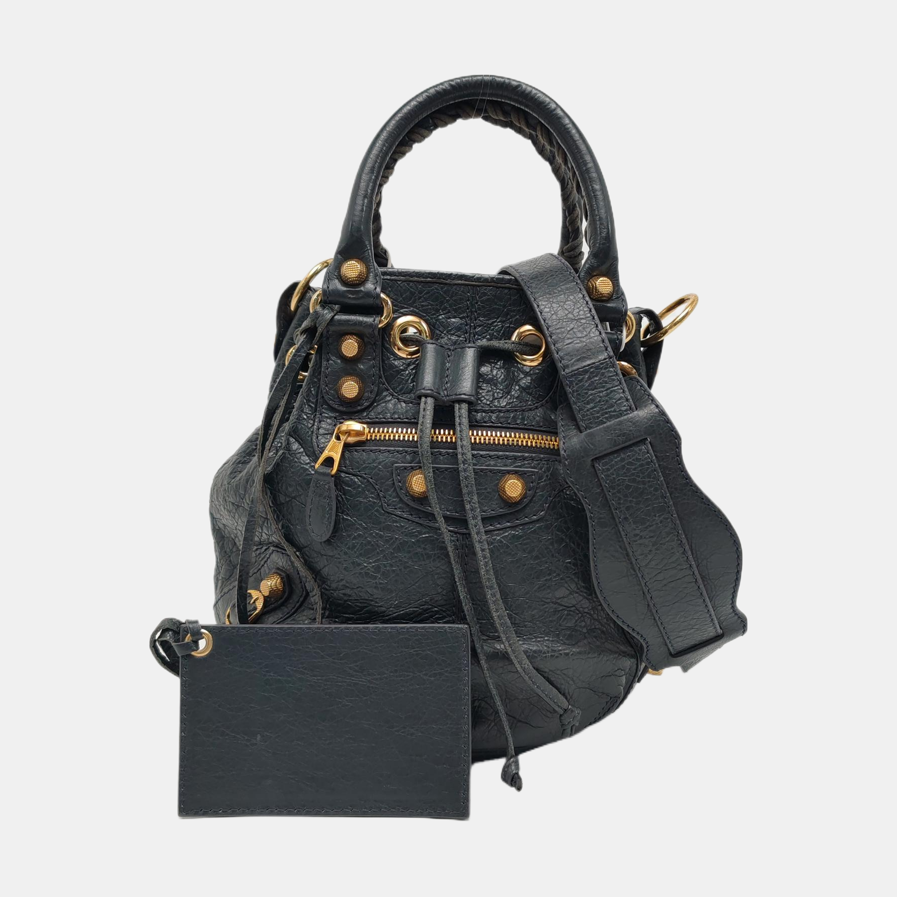 Pompon Bag Calfskin Gray