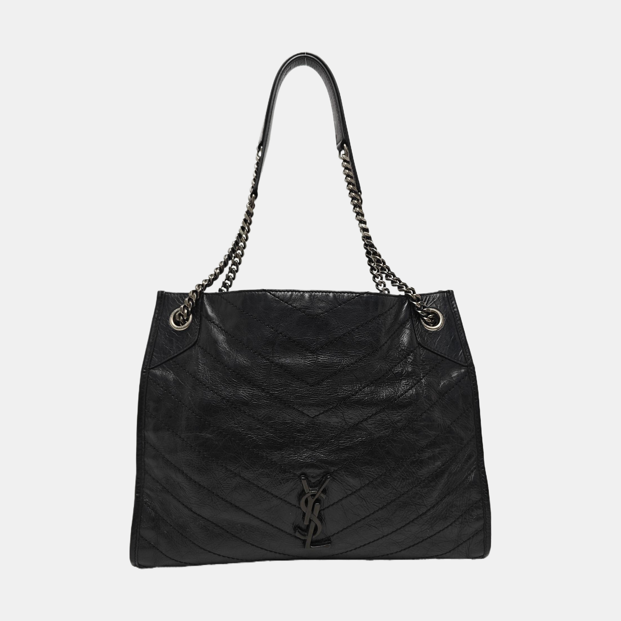 NIKI Medium Chevron Calfskin Black