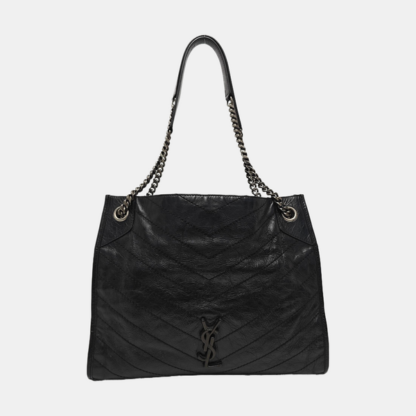 NIKI Medium Chevron Calfskin Black