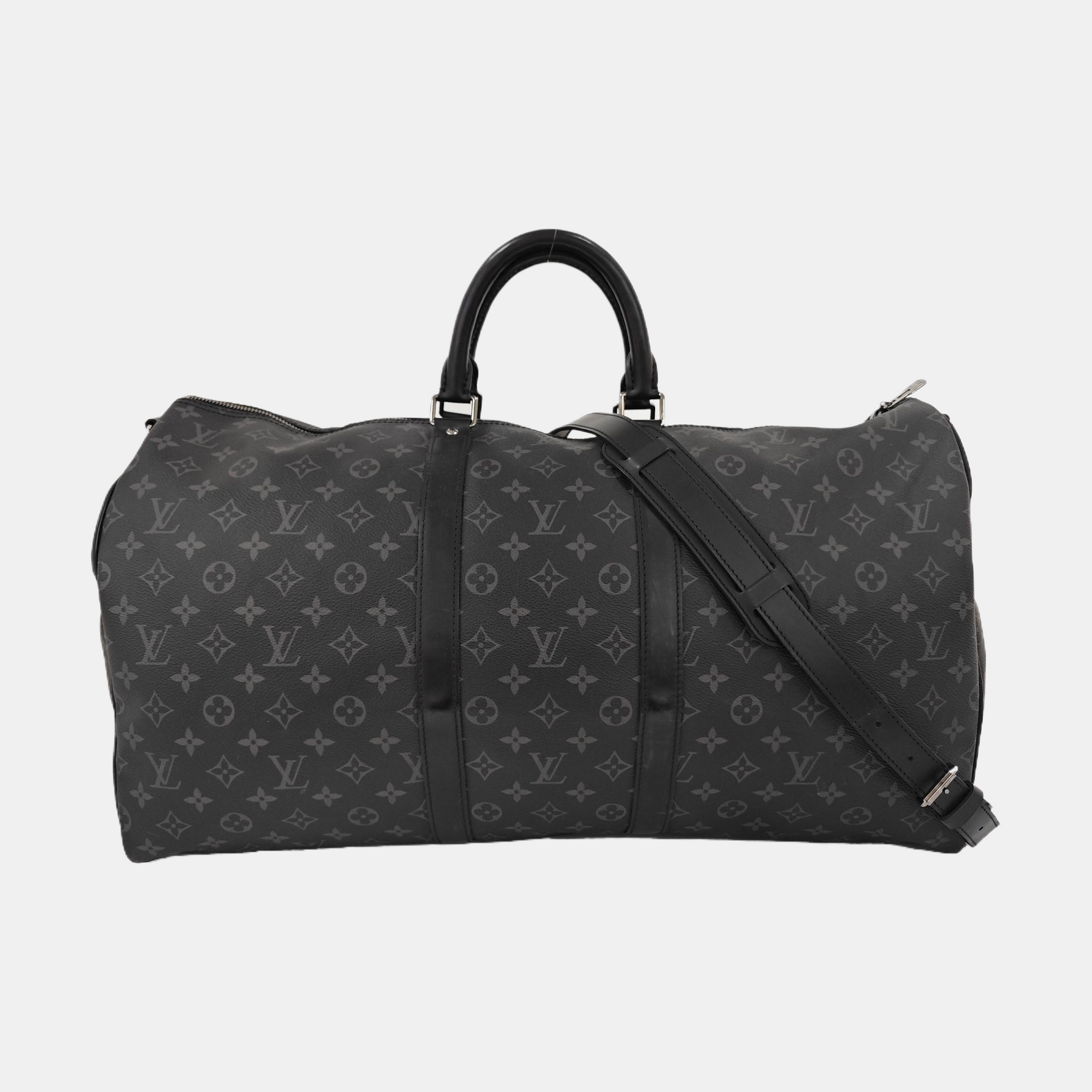 KEEPALL 55 Monogram Coated Canvas Black
