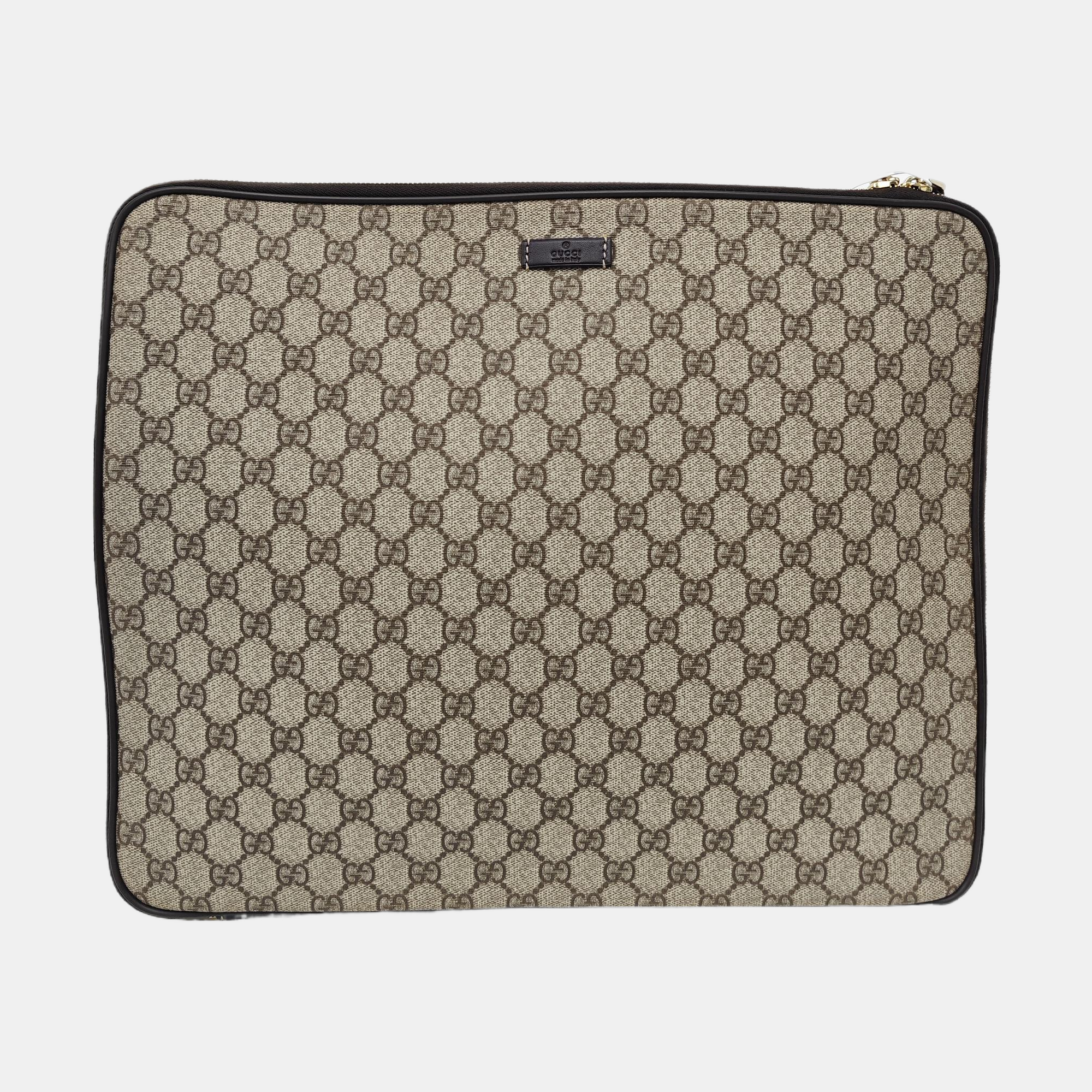 Monogram Coated Canvas Clutch Beige