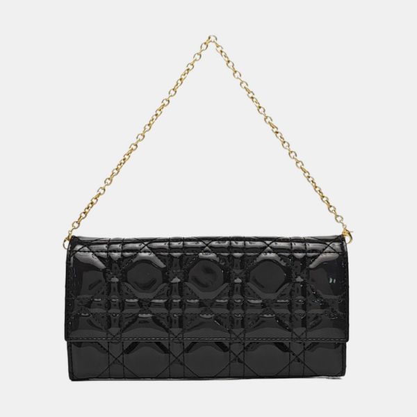 Lady Dior Small Quilted Patent Leather Black