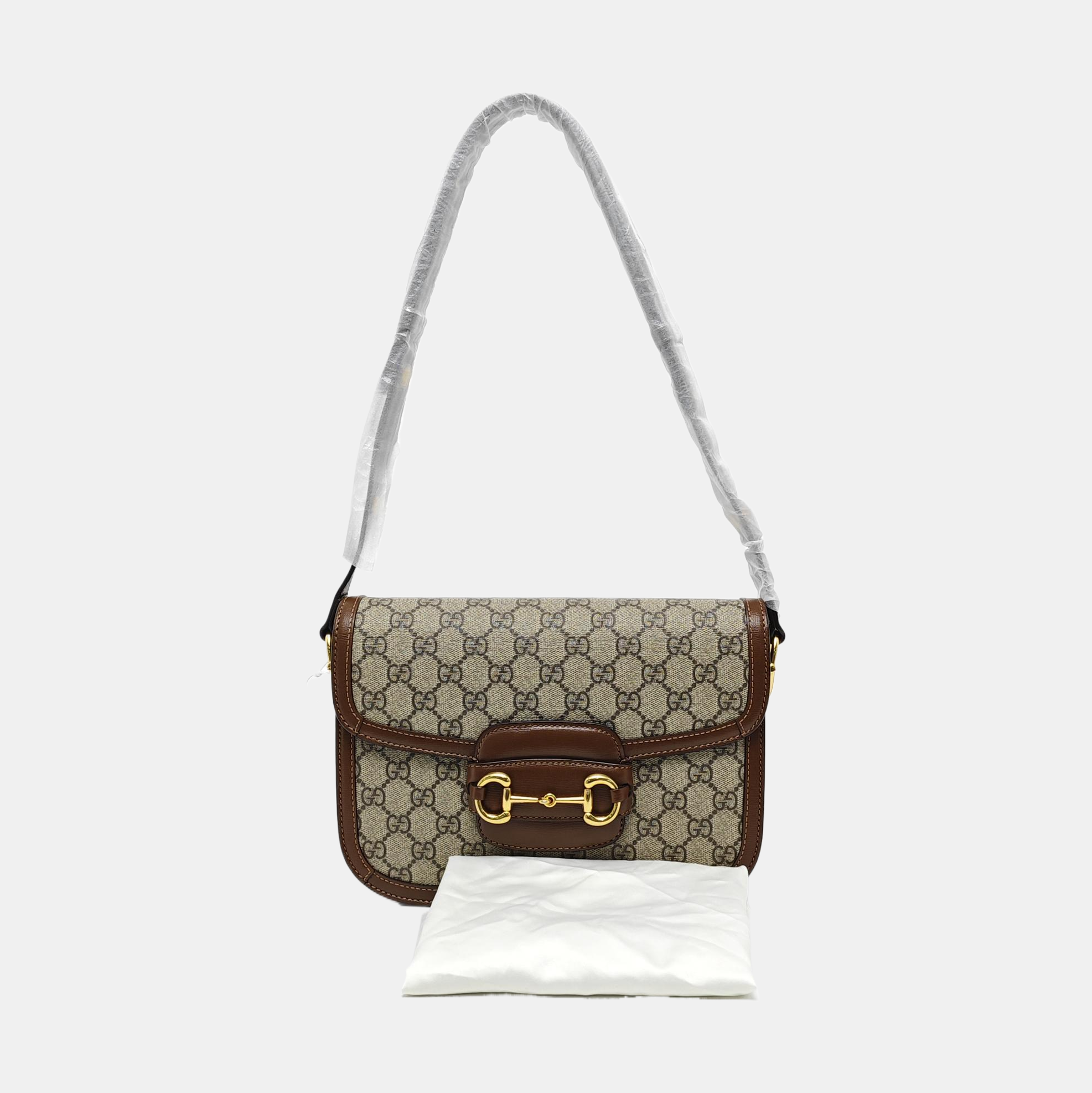 Horsebit 1955 Medium Monogram Coated Canvas Beige