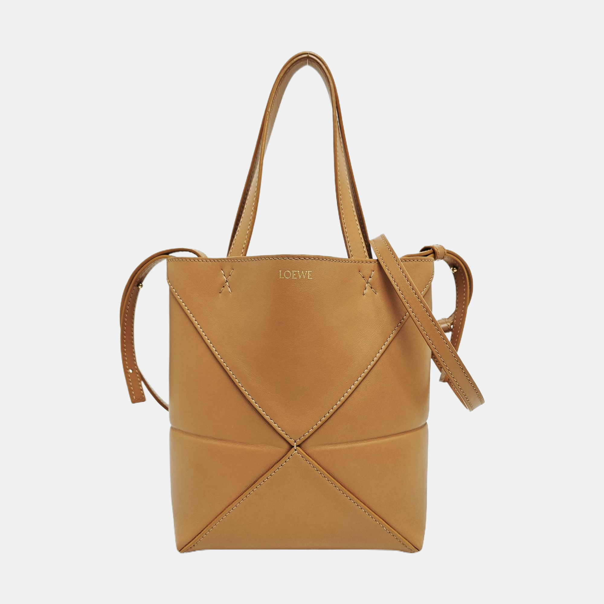 Puzzle Fold Mini Quilted Calfskin Brown