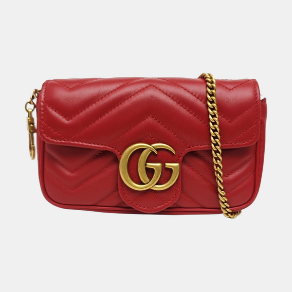 GG Marmont Mini Quilted Calfskin Red