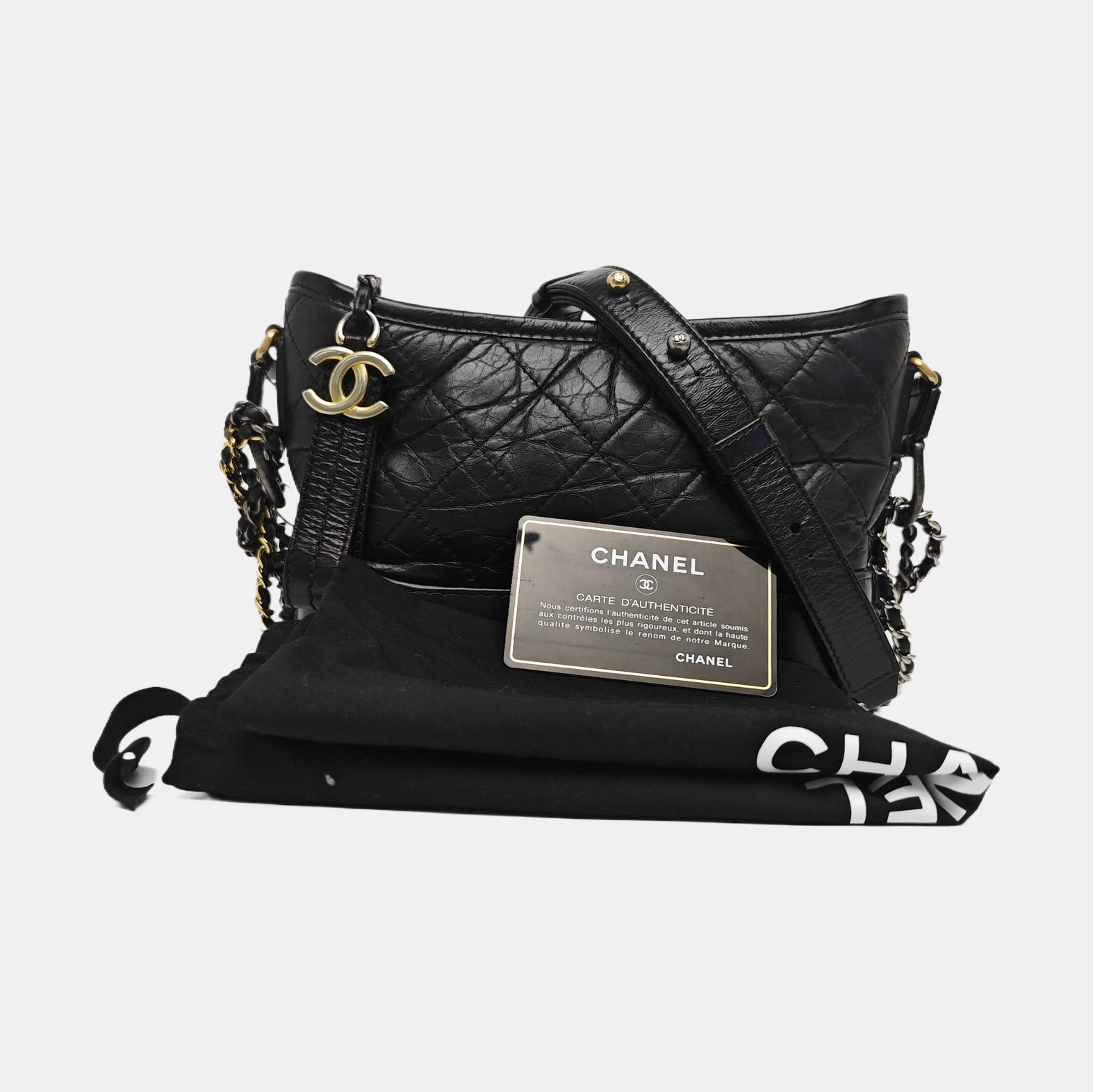 GABRIELLE Small Quilted Calfskin Black