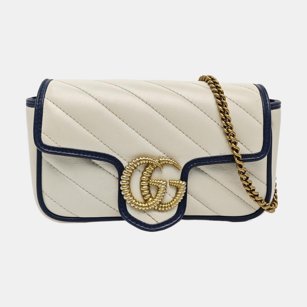 GG Marmont Super Mini Quilted Calfskin White