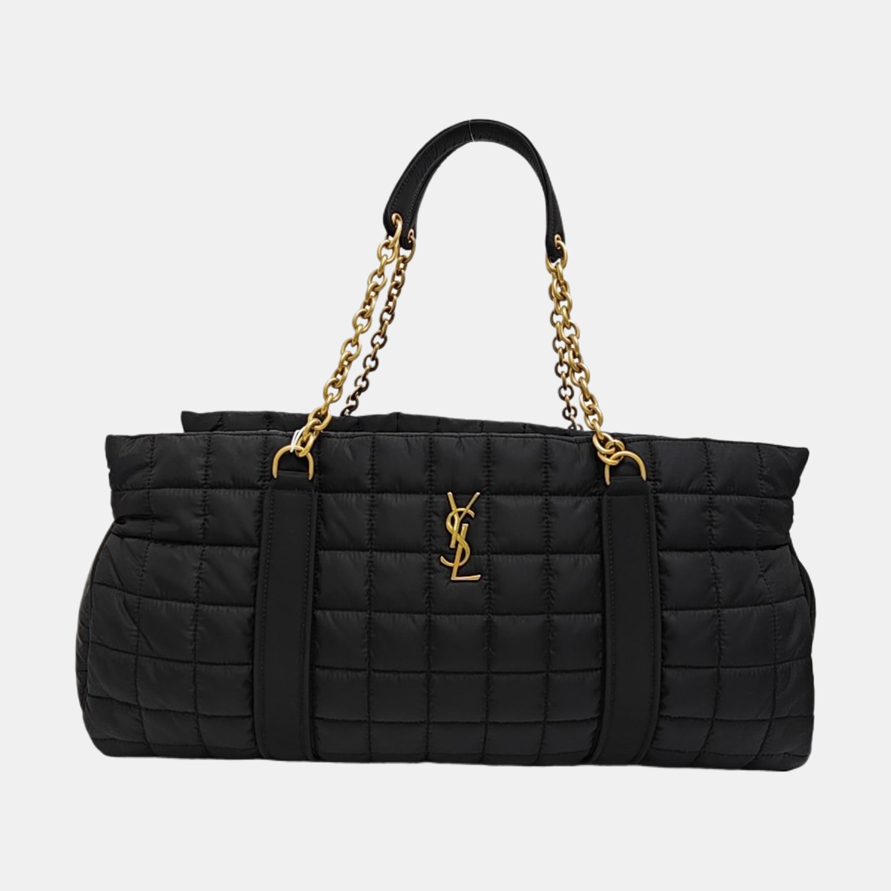Quilted Nylon Top Handle Bag Black