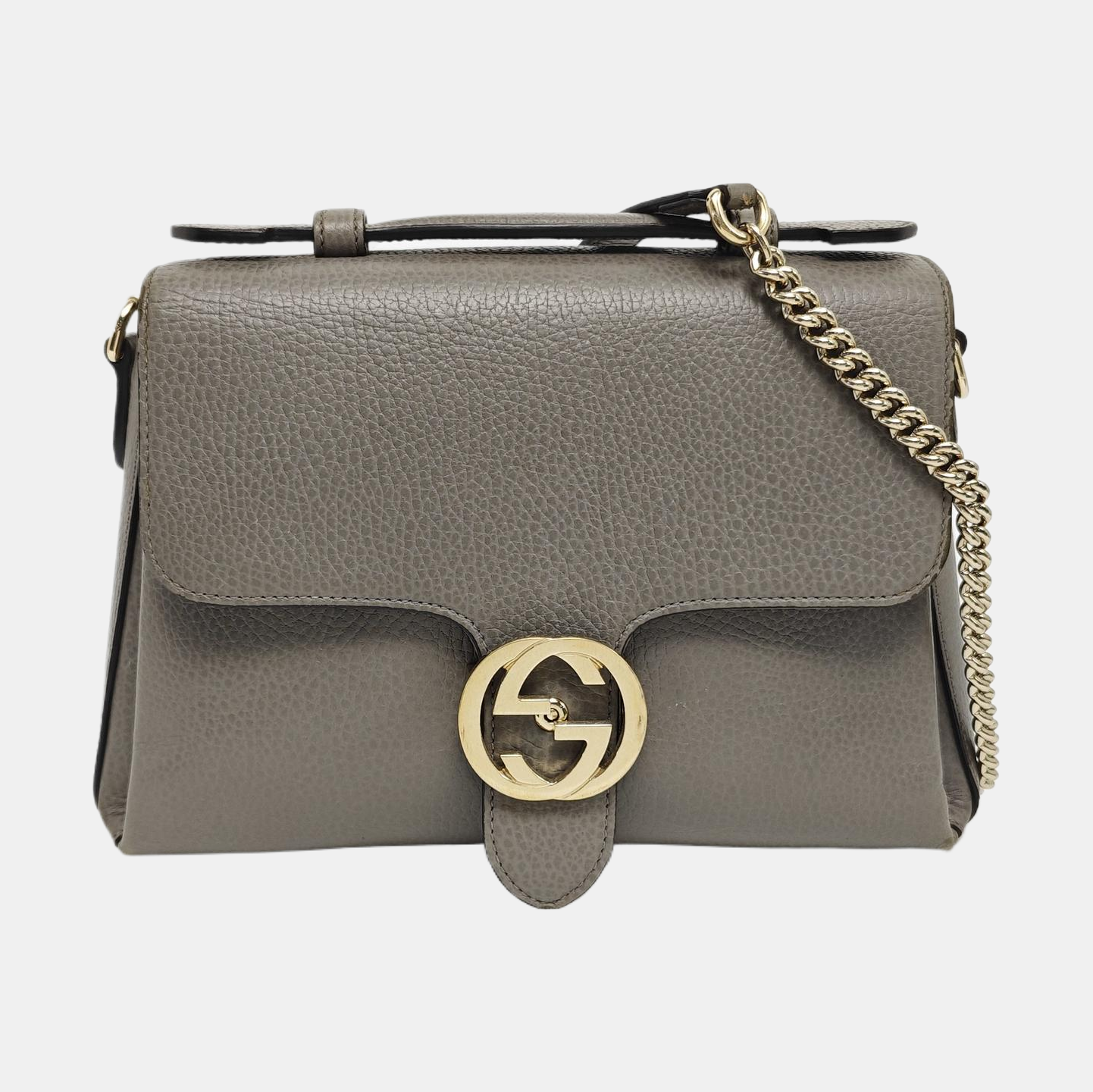 Interlocking G Large Calfskin Gray