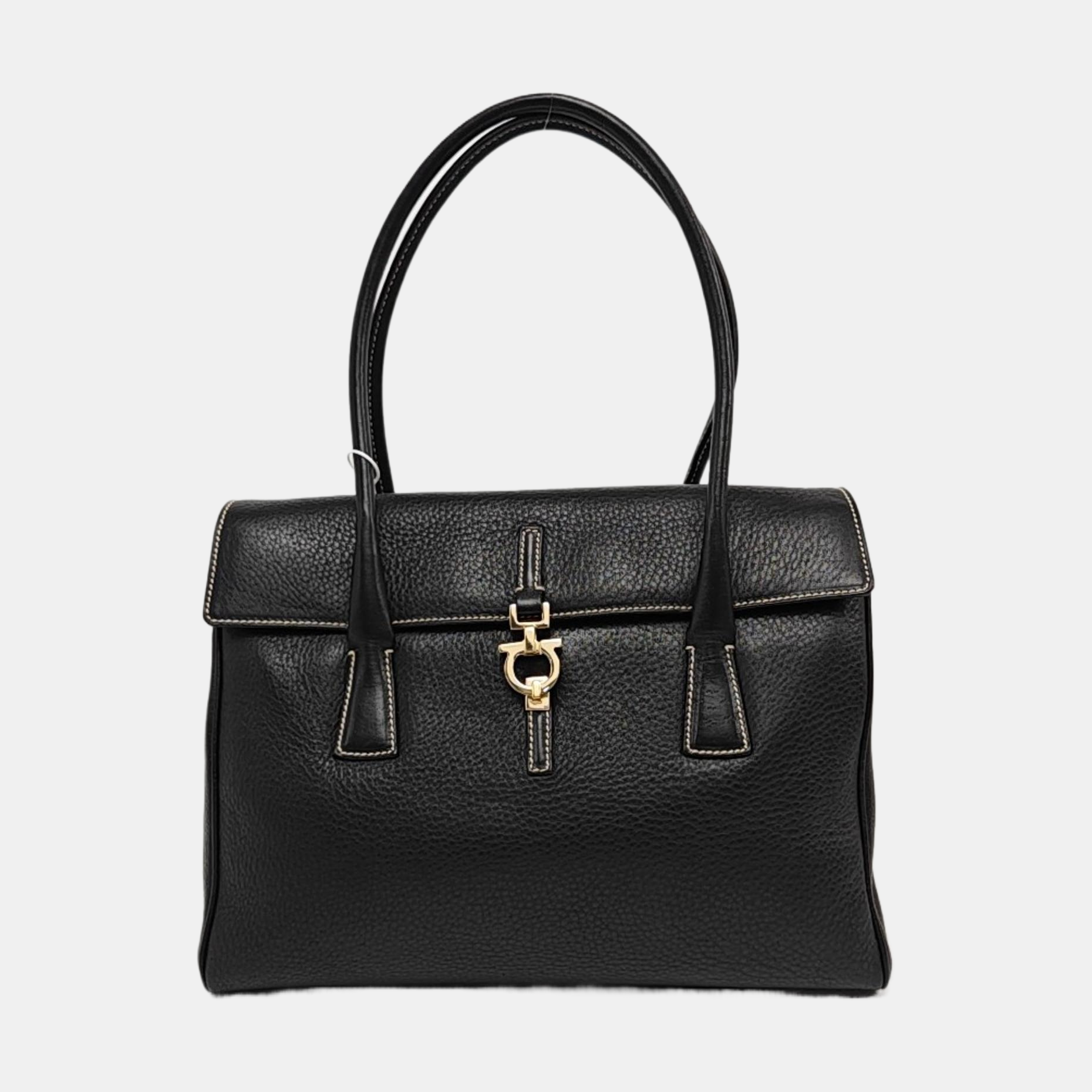 Calfskin Top Handle Bag Black