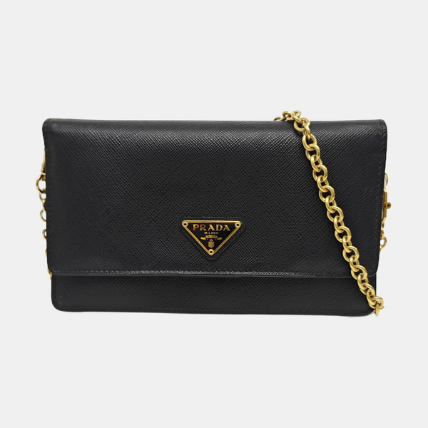 Saffiano Calfskin Shoulder Bag Mini Black