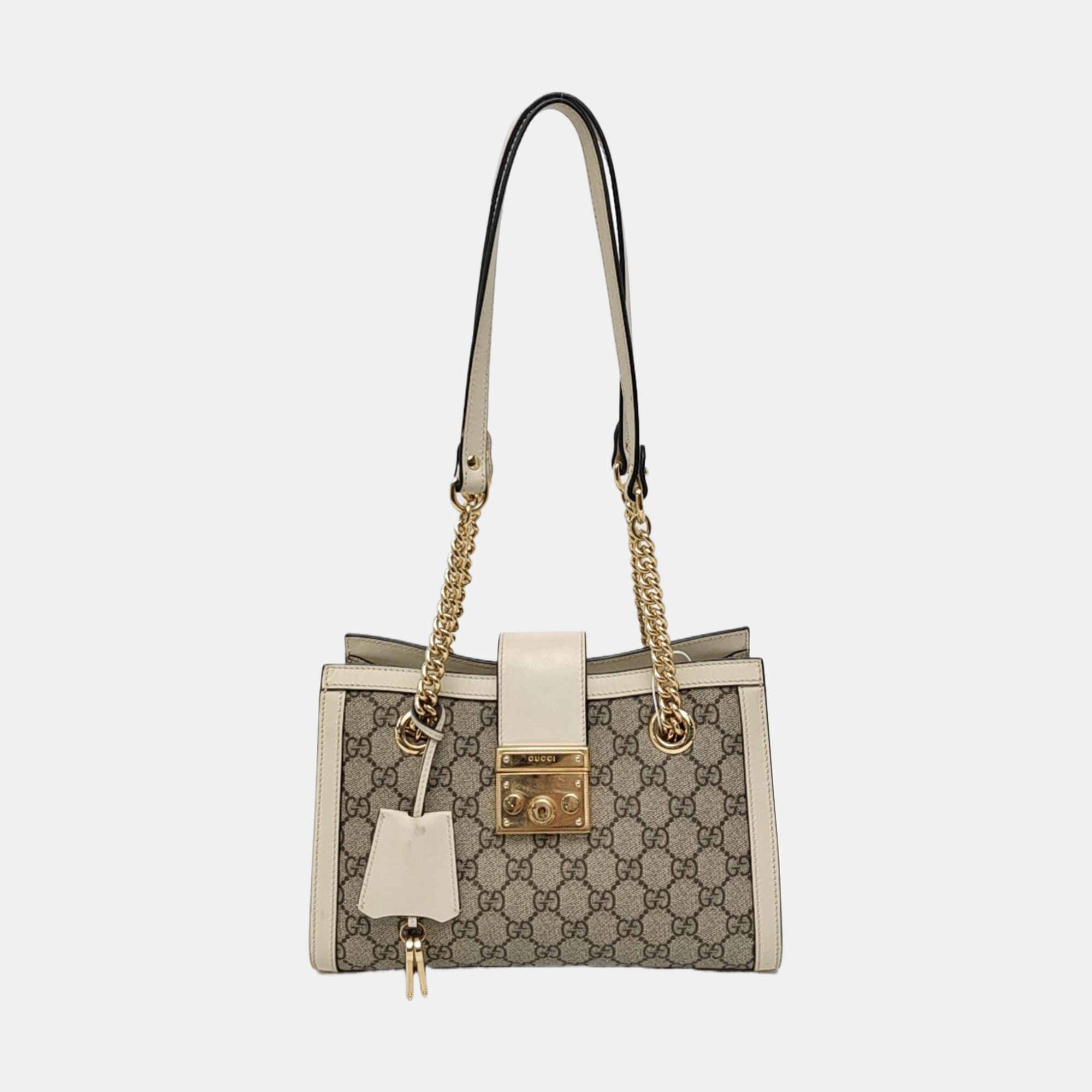 Padlock Small Monogram Coated Canvas Beige