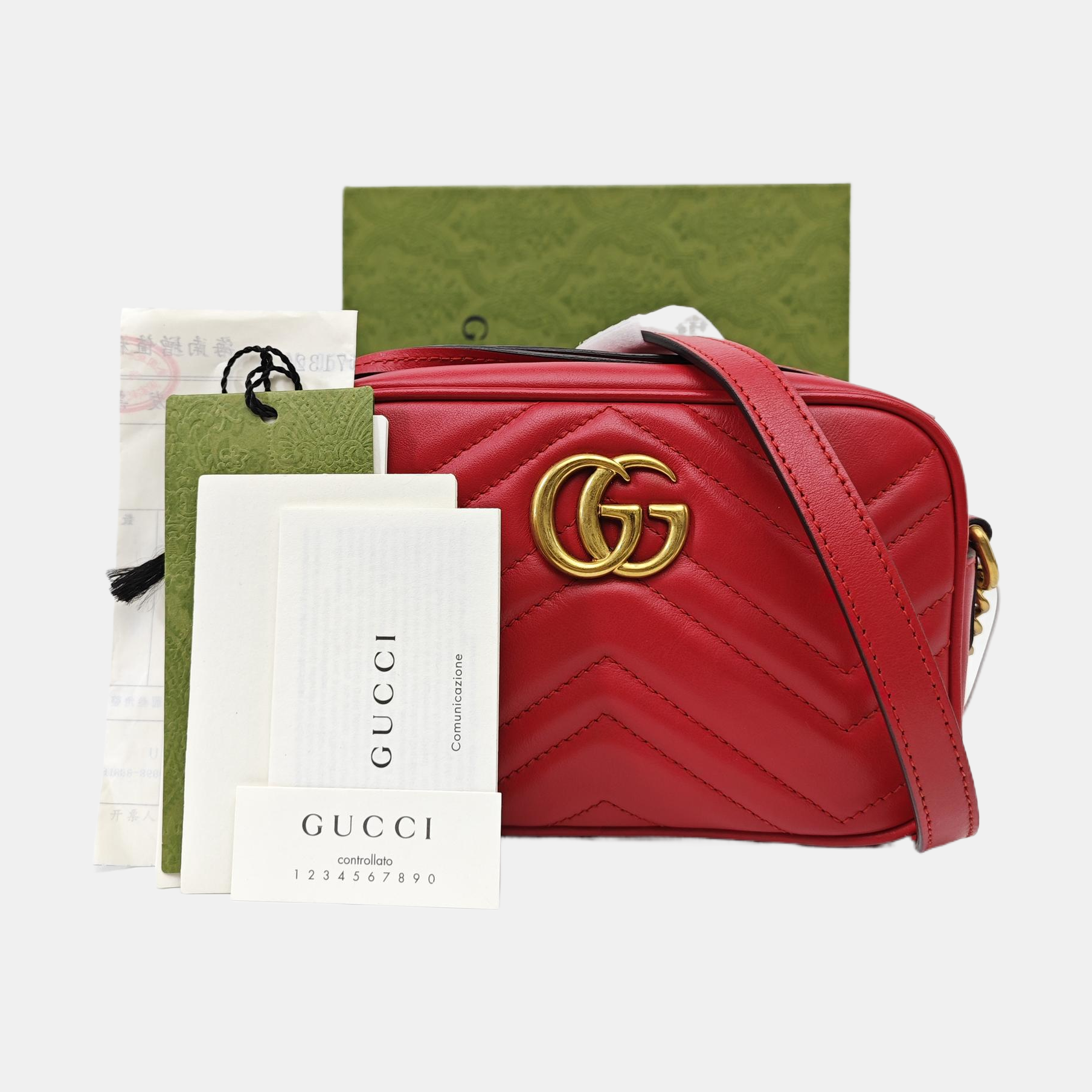 GG Marmont Super Mini Quilted Calfskin Red