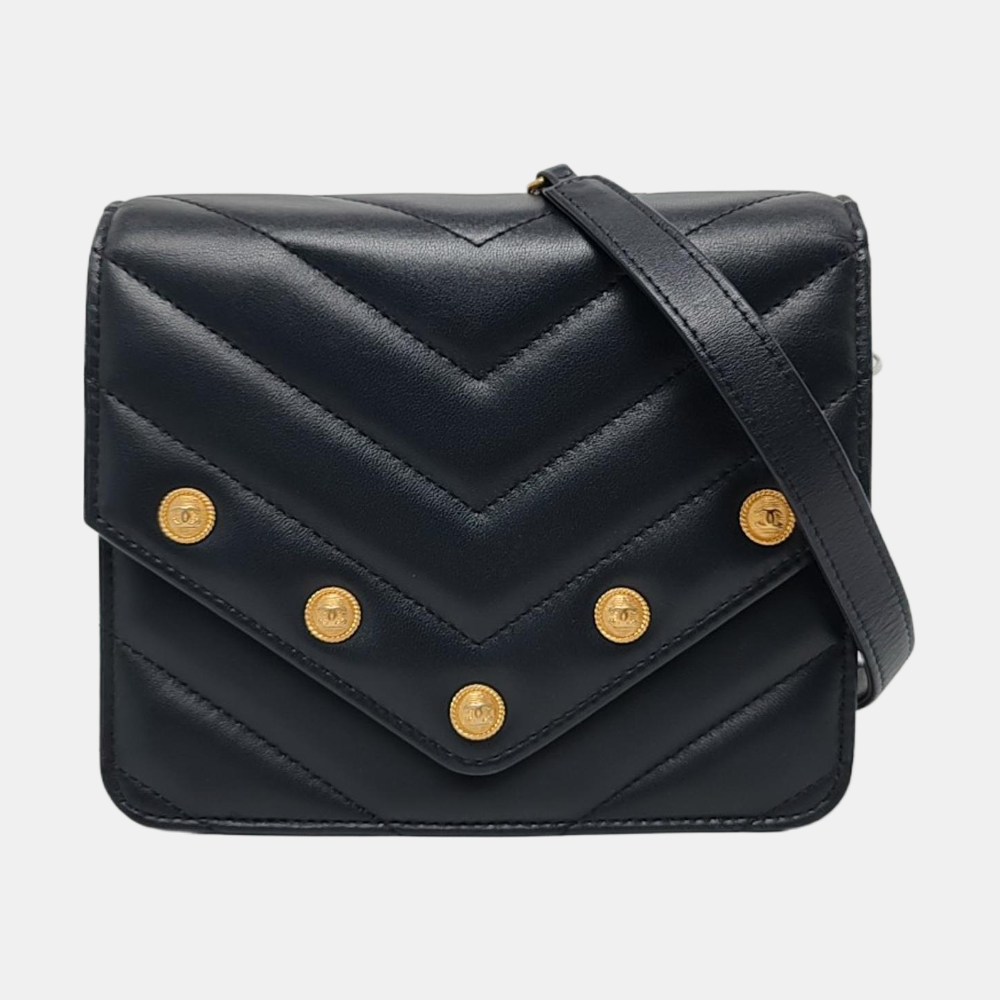 Chevron, Quilted Lambskin Black
