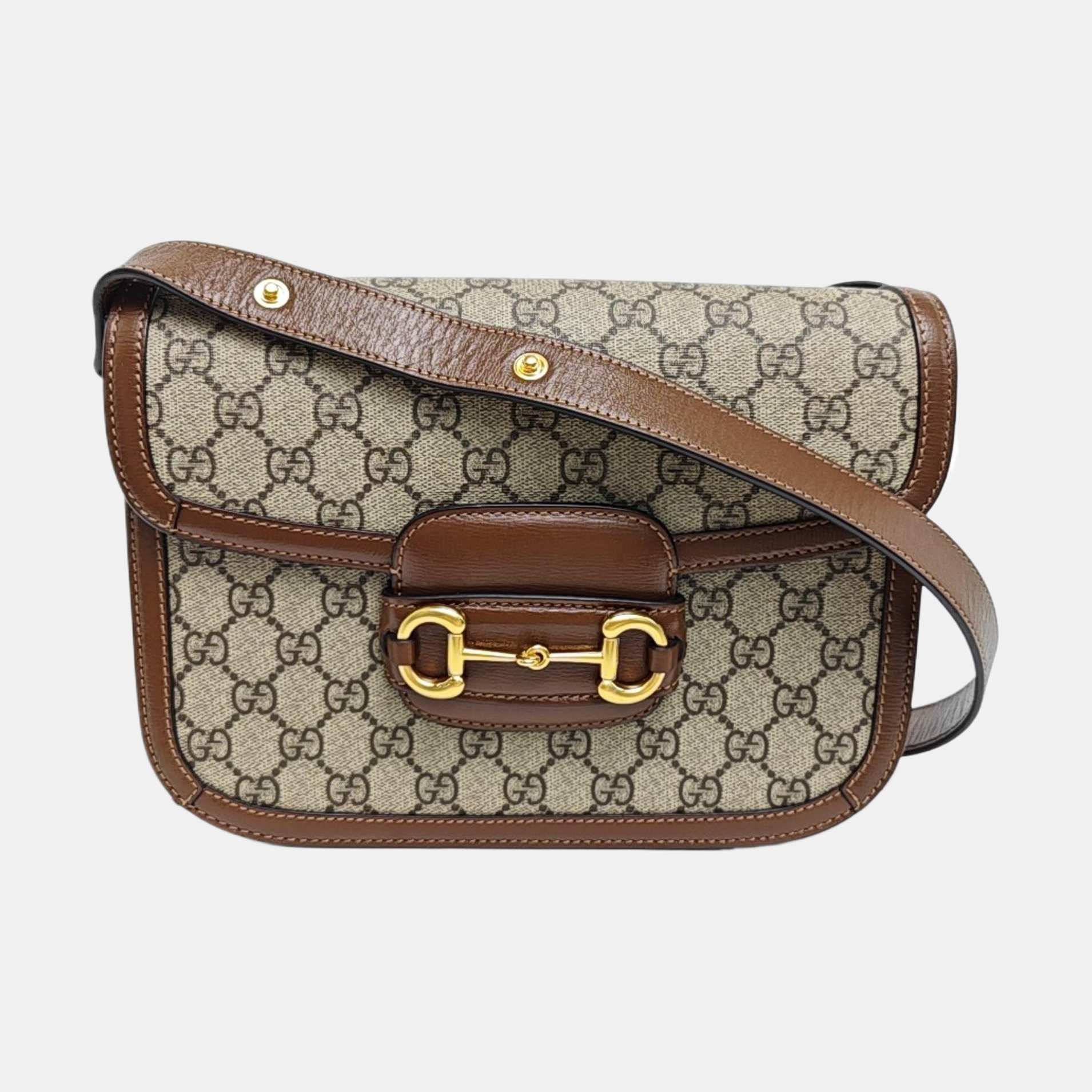Horsebit 1955 Medium Monogram Coated Canvas Beige