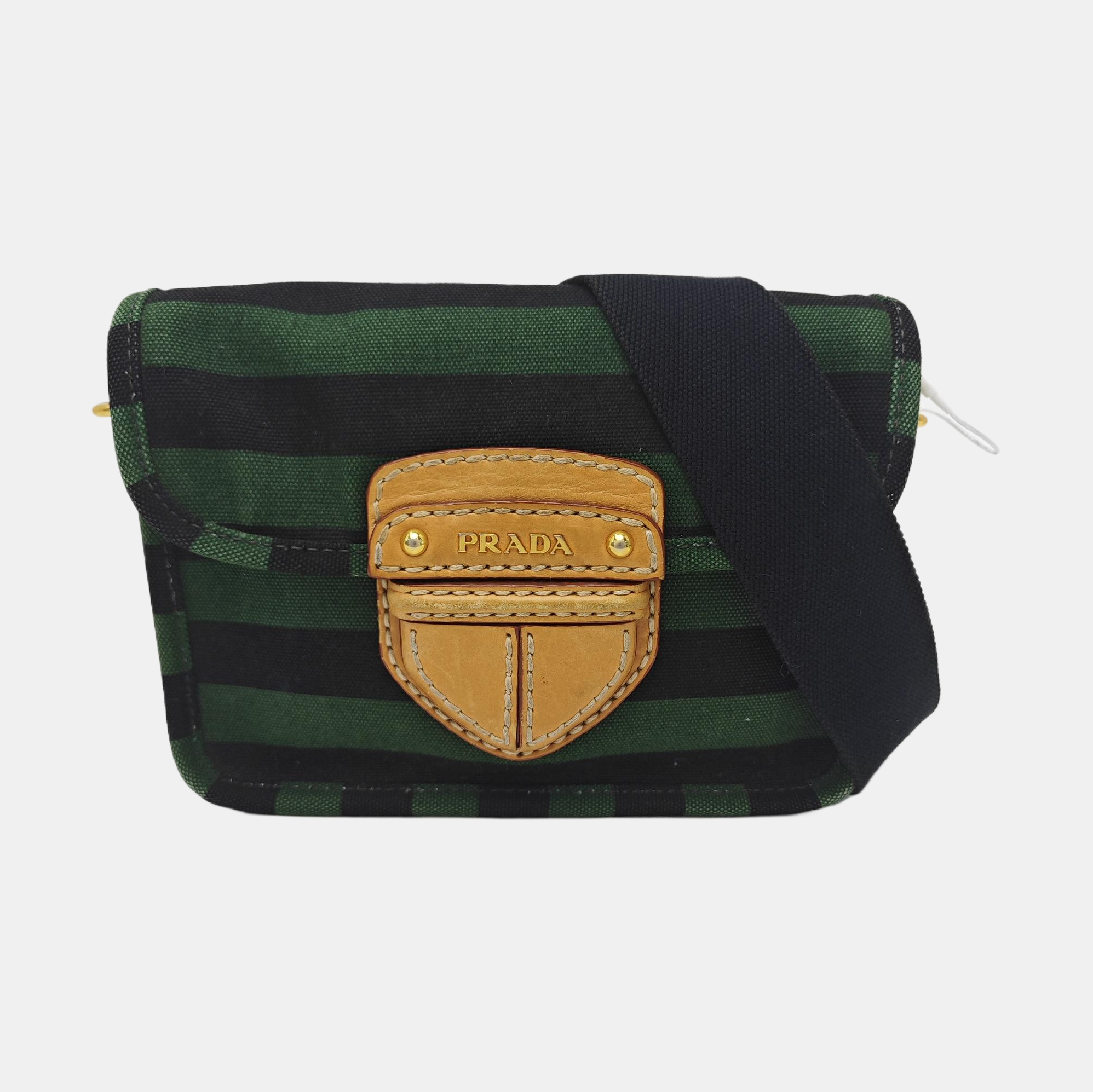 Quilted Canvas Shoulder Bag Green