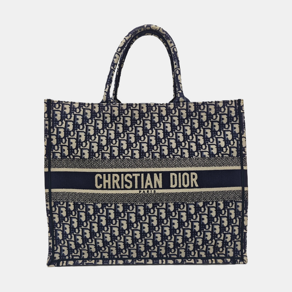 Book Tote Large Oblique Canvas Blue