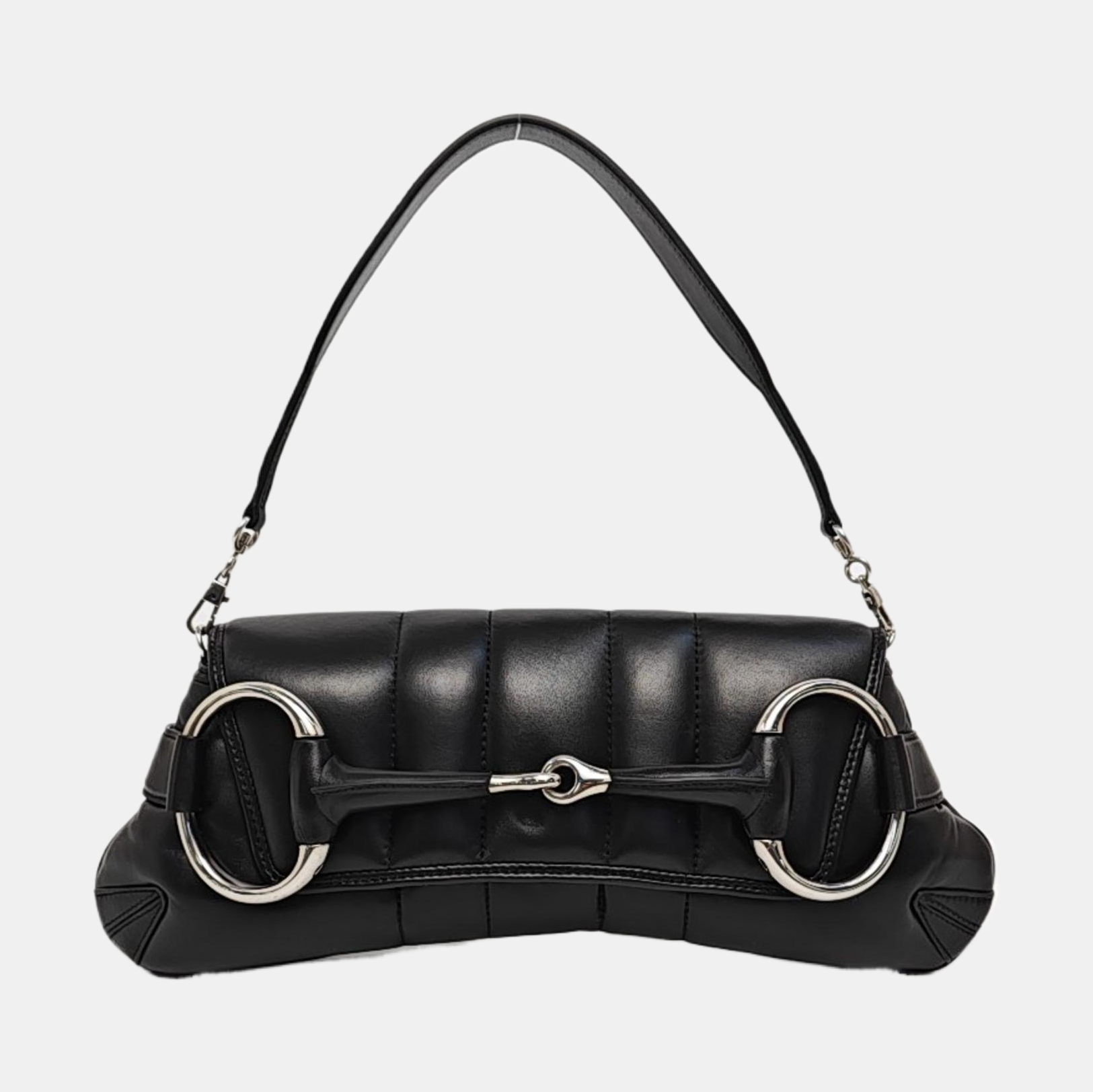 Horsebit Chain Medium Quilted Lambskin Black