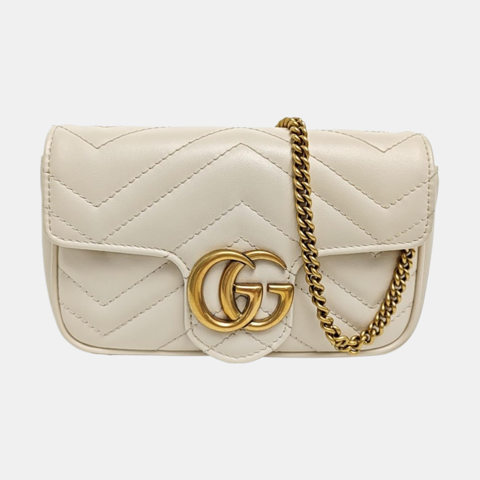 GG Marmont Mini Quilted Calfskin White