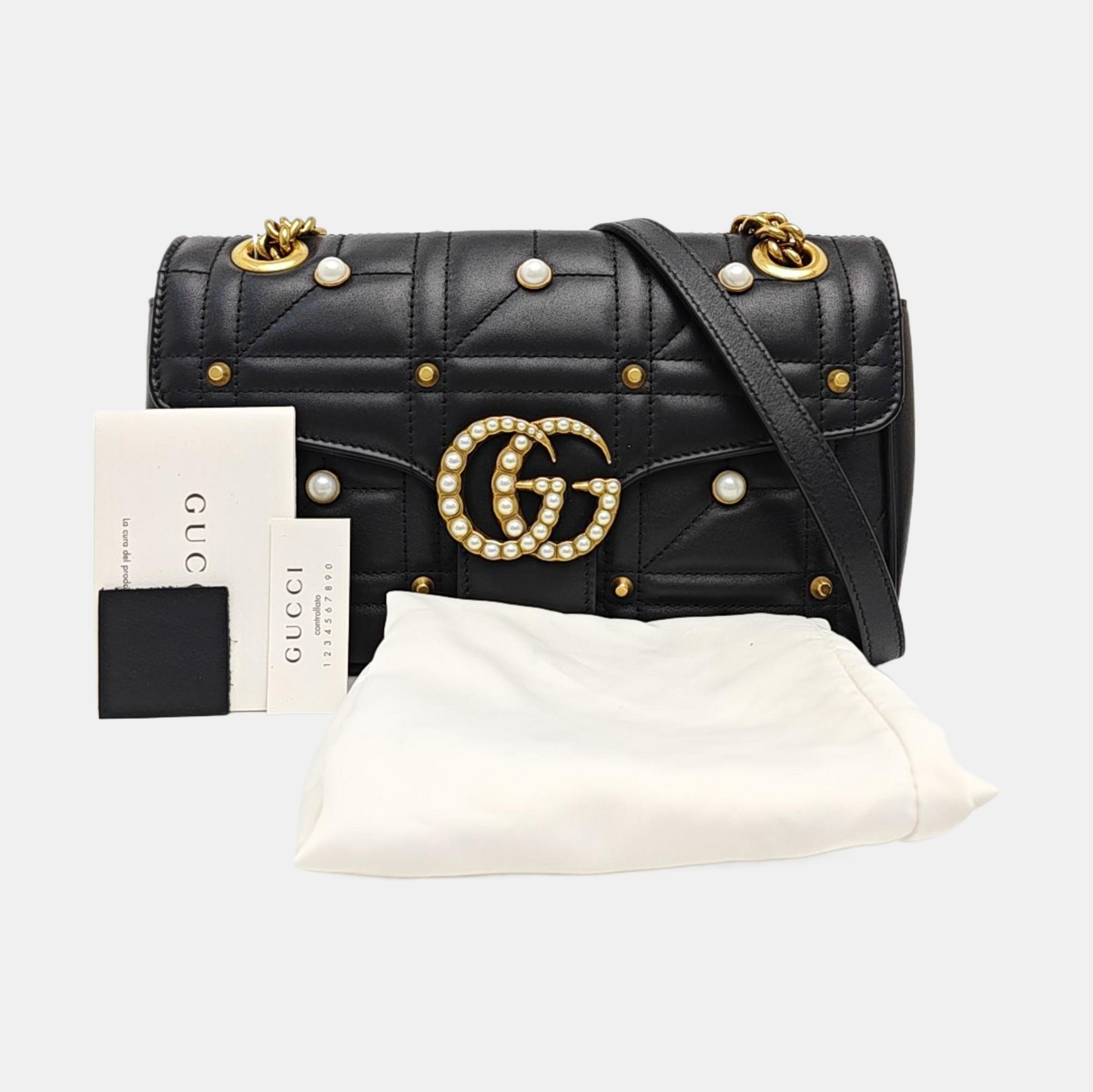 GG Marmont Medium Quilted Calfskin Black