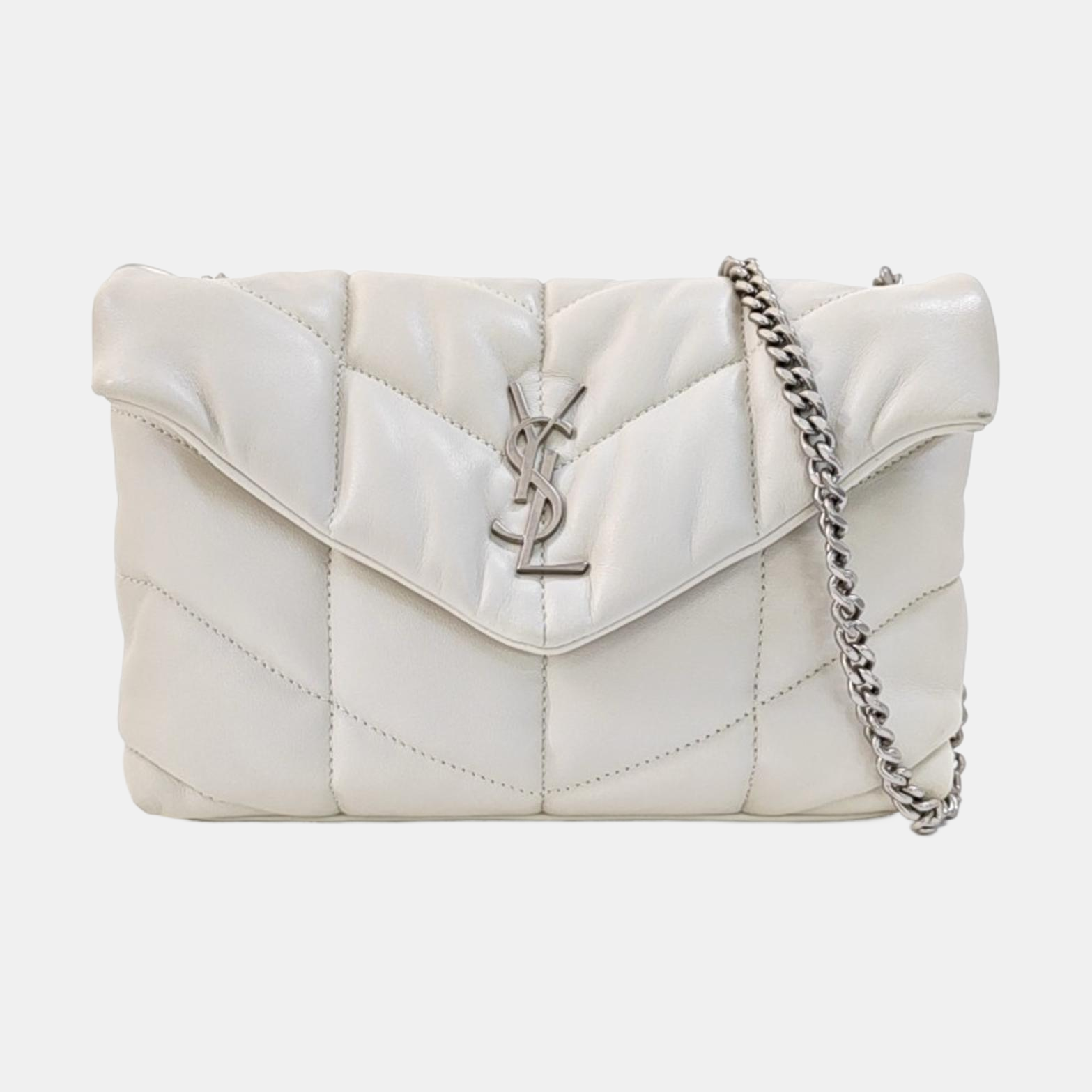 PUFFER TOY Mini Quilted Lambskin White