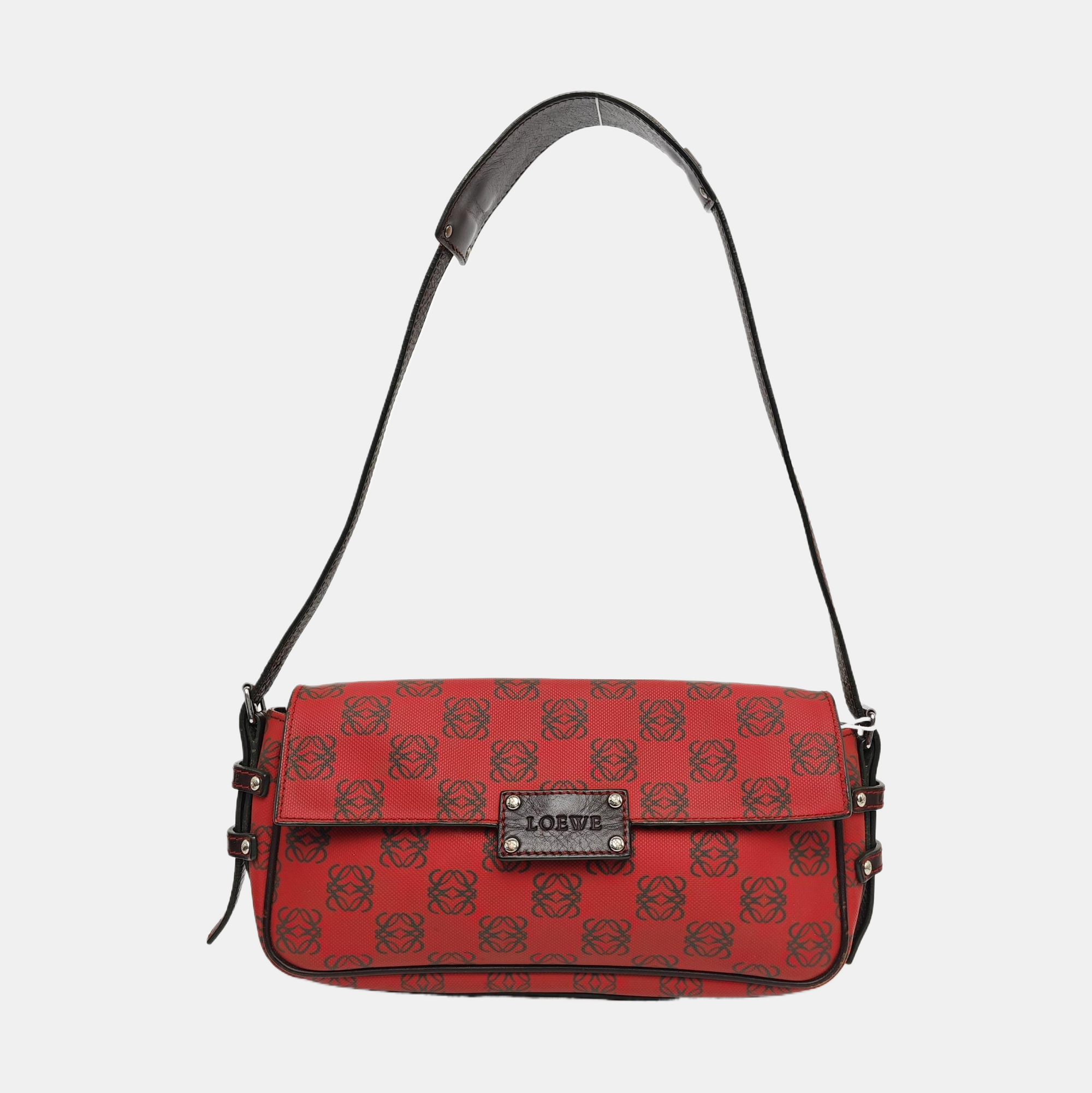 Monogram Coated Canvas Shoulder Bag Red