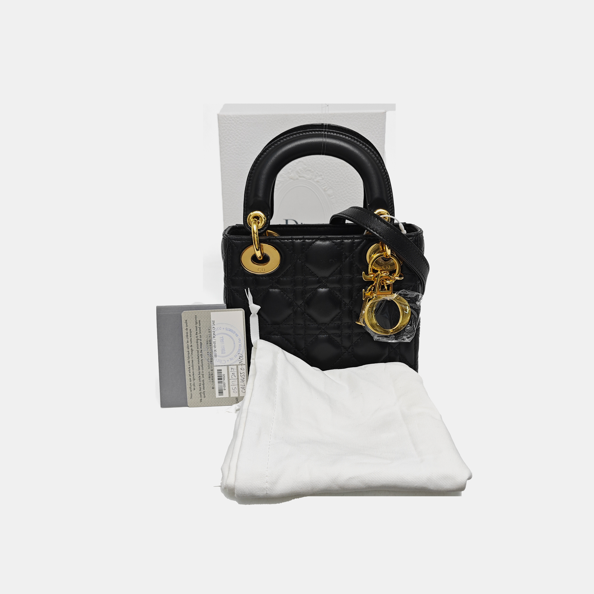Lady Dior Mini Cannage Lambskin Black