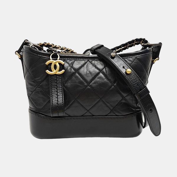 GABRIELLE Small Quilted Vintage Calf Black