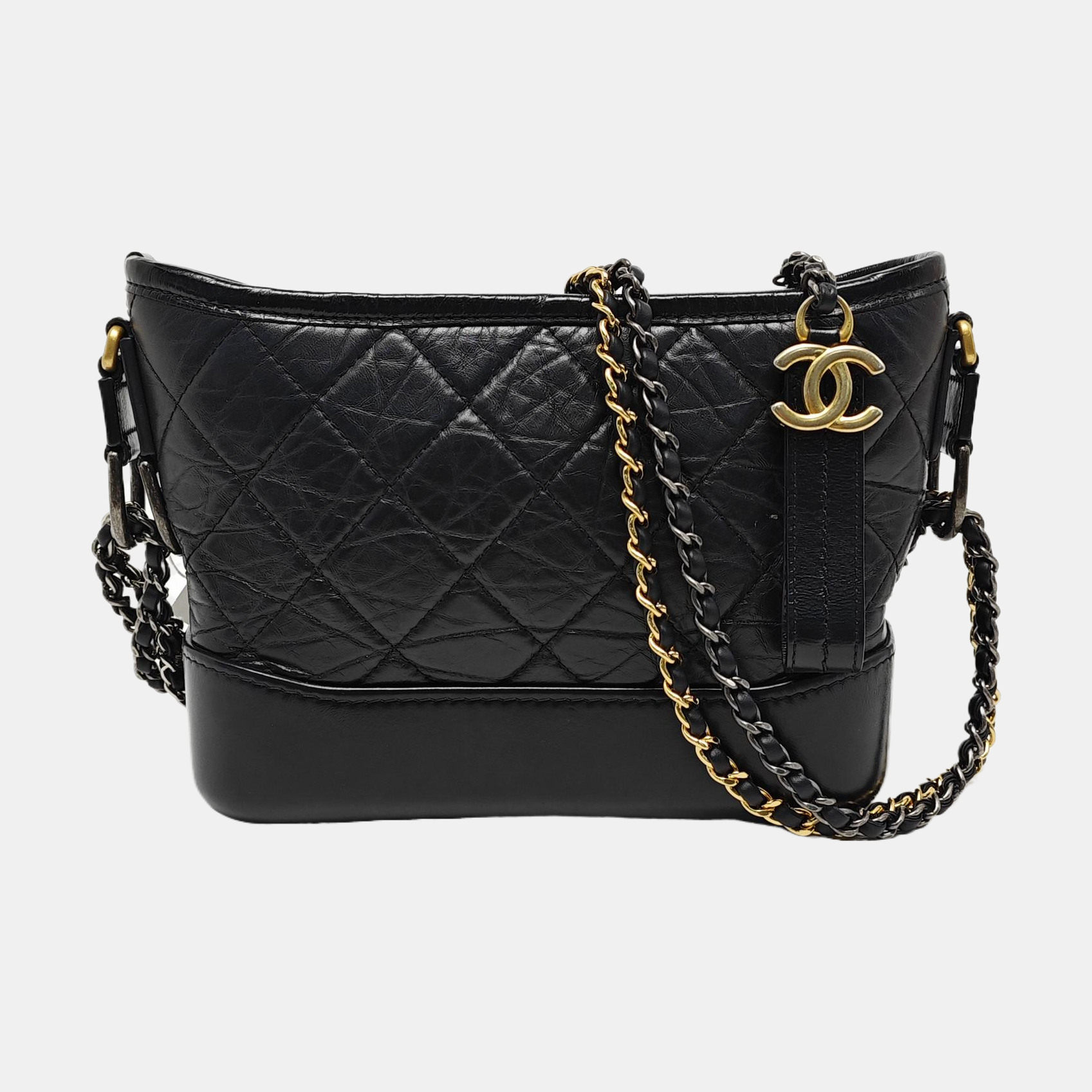 GABRIELLE Small Quilted Vintage Calf Black