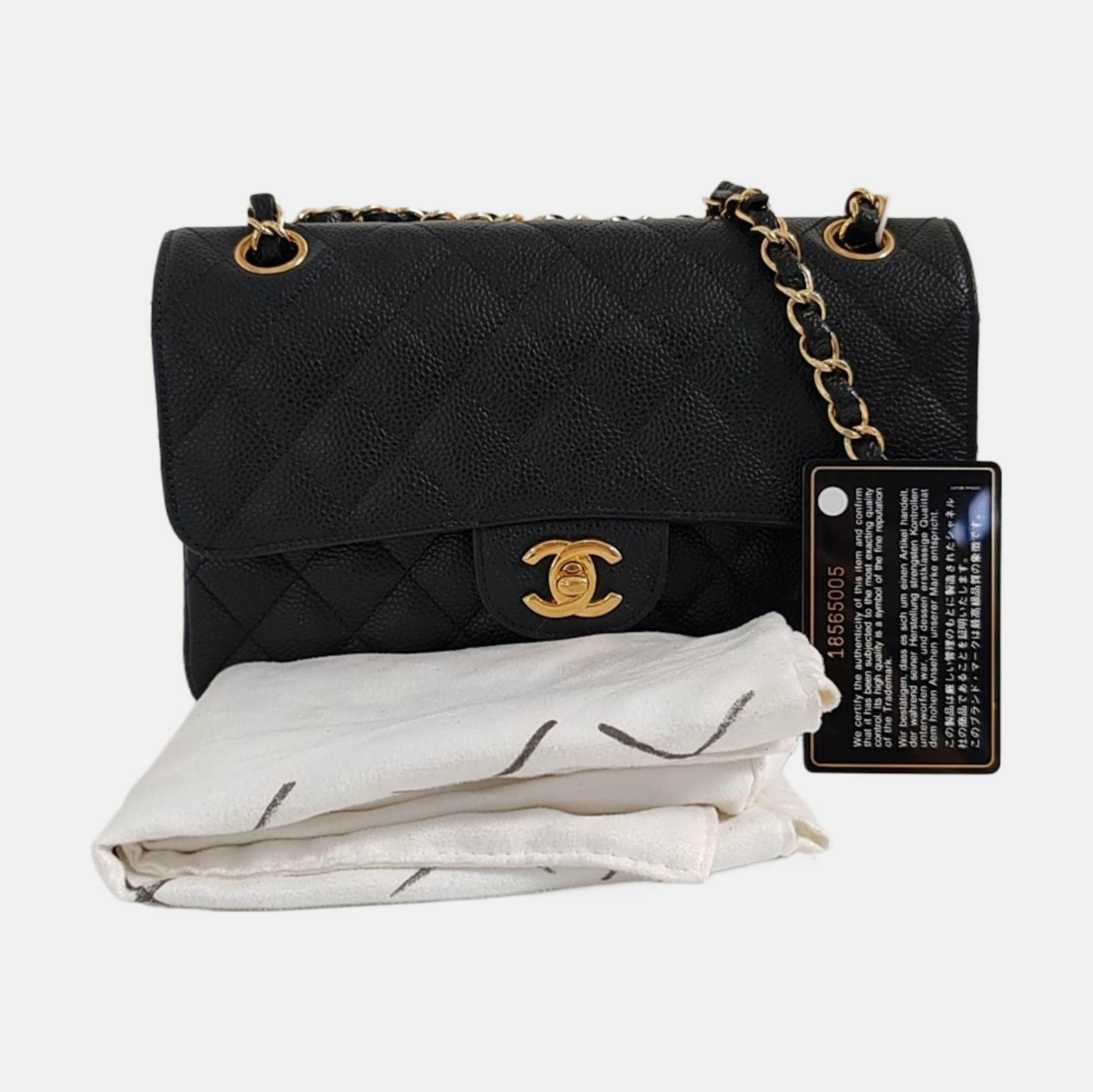 CLASSIC FLAP Small Quilted Grained Calfskin Black