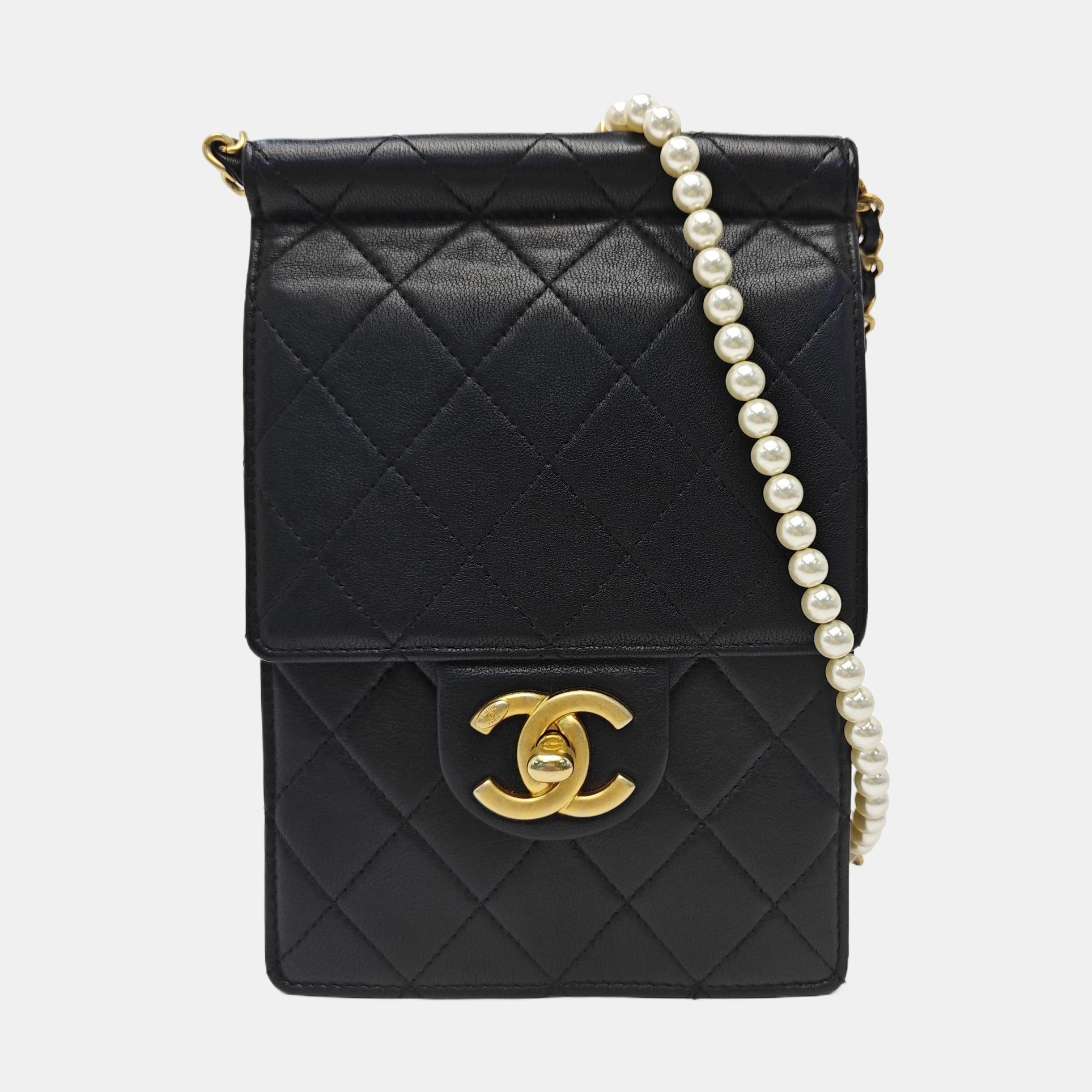 Quilted Calfskin Shoulder Bag Black