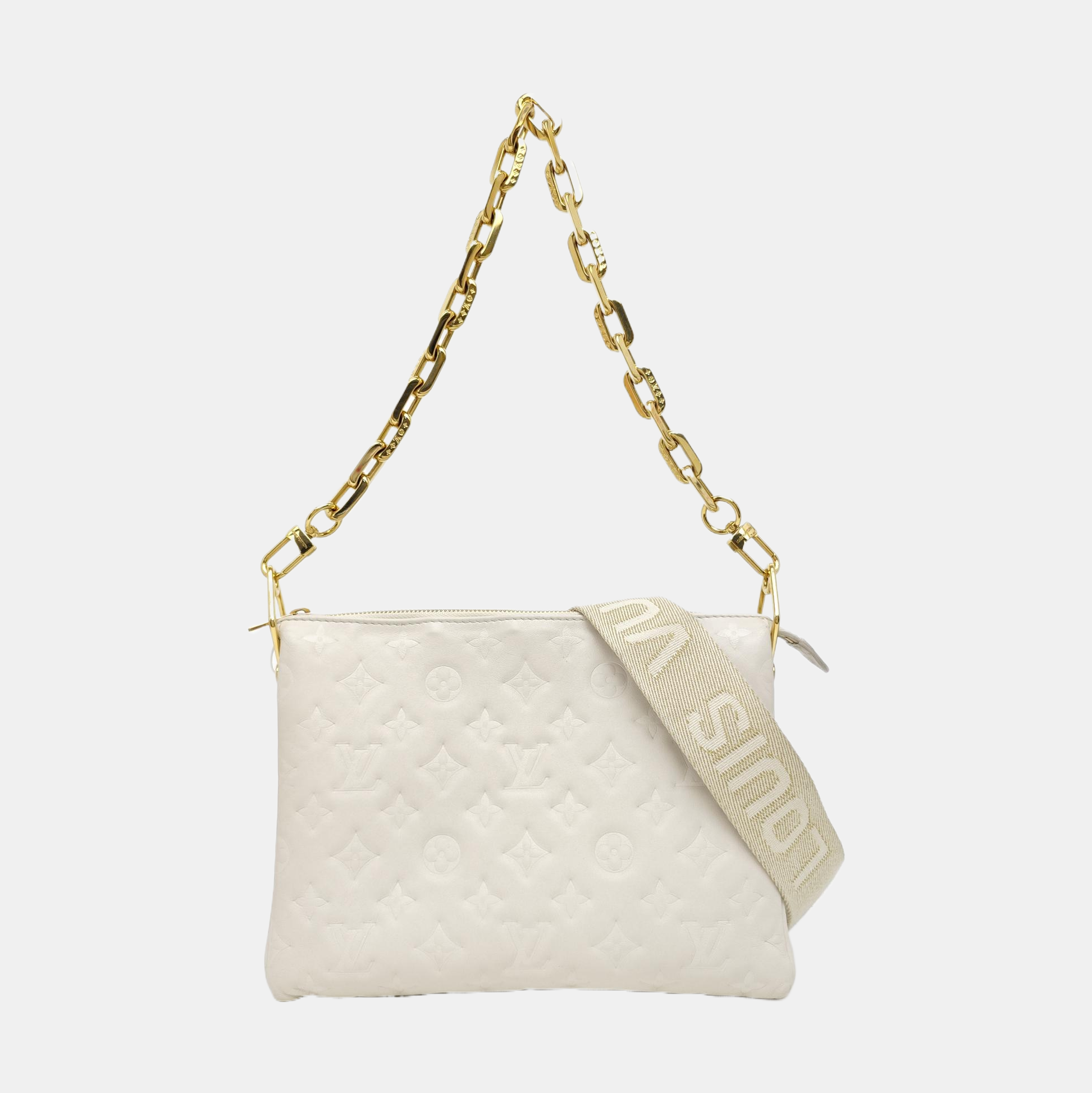 COUSSIN PM Monogram Calfskin White