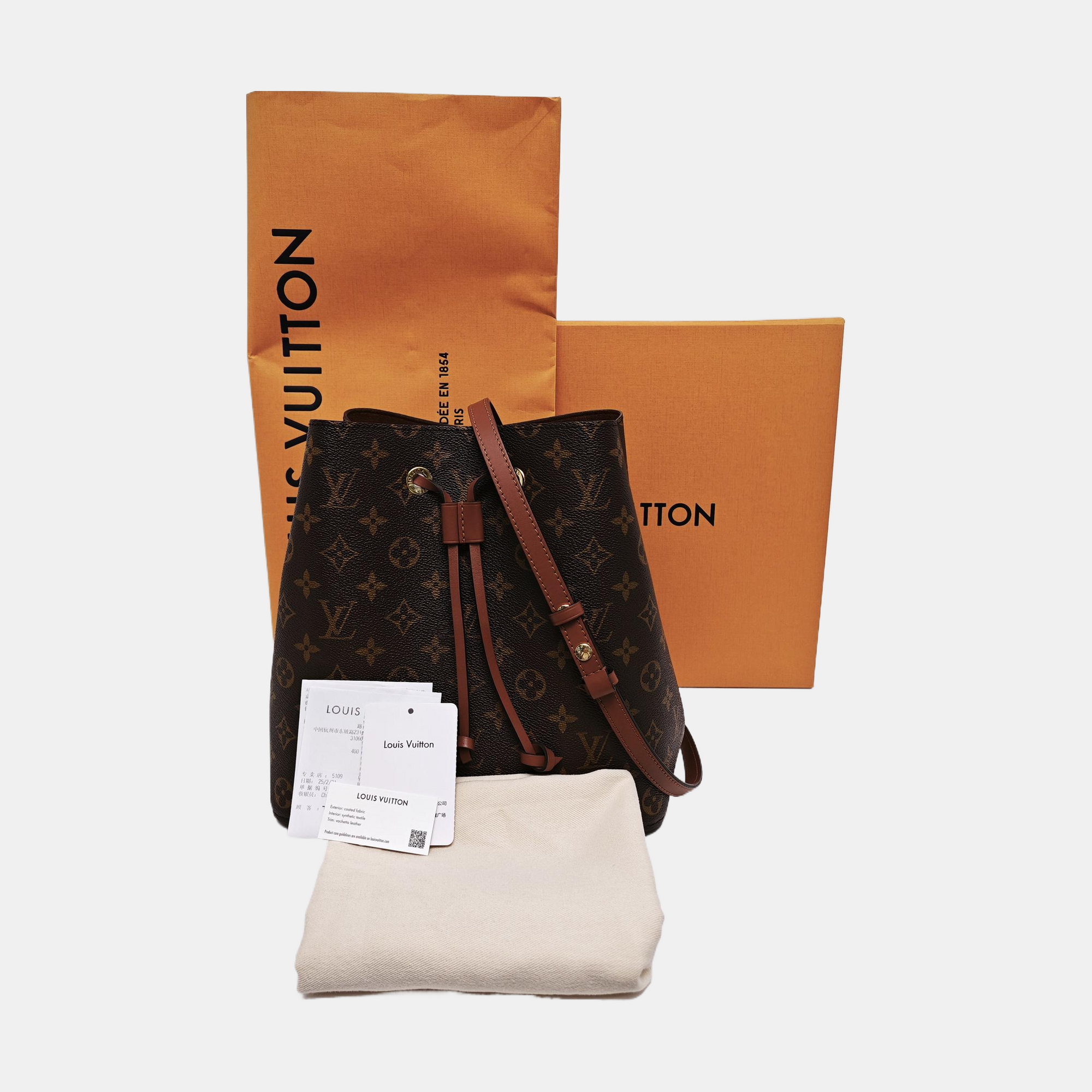 NÉONOÉ MM Monogram Coated Canvas Brown
