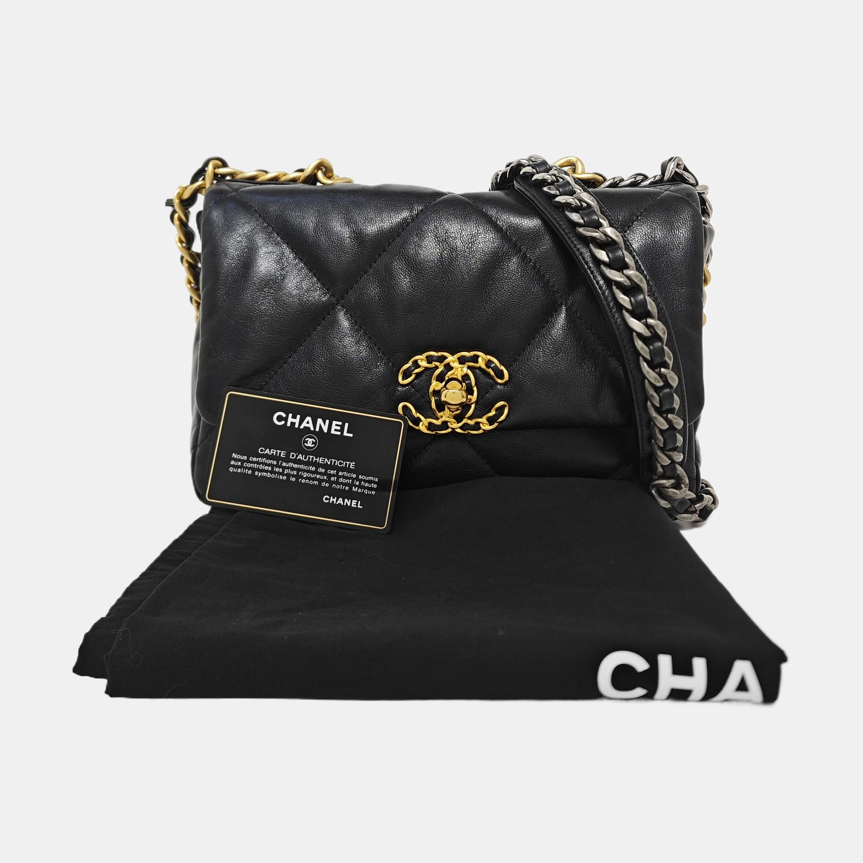 CHANEL 19 Small Quilted Lambskin Black