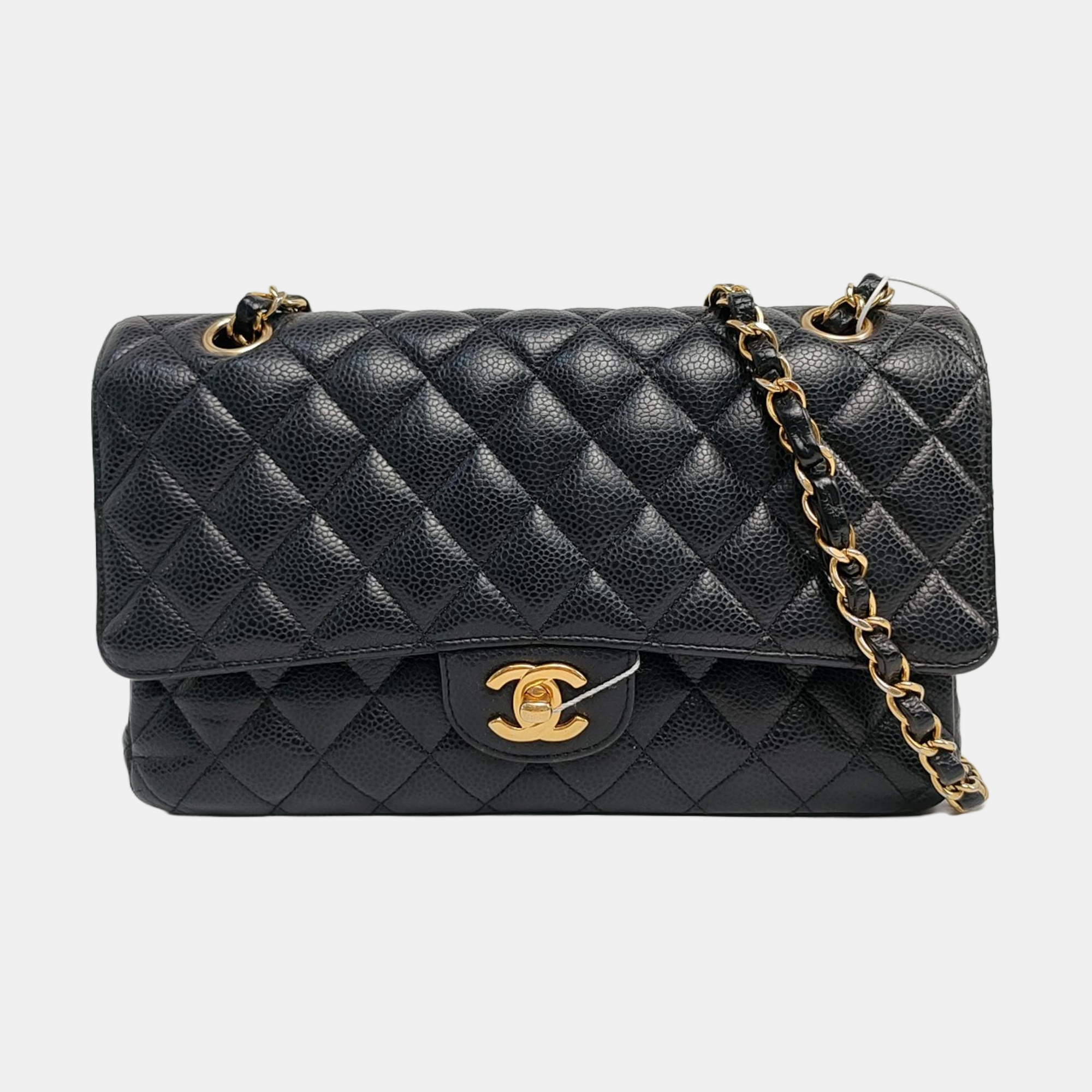 CLASSIC FLAP Medium Quilted Grained Calfskin Black