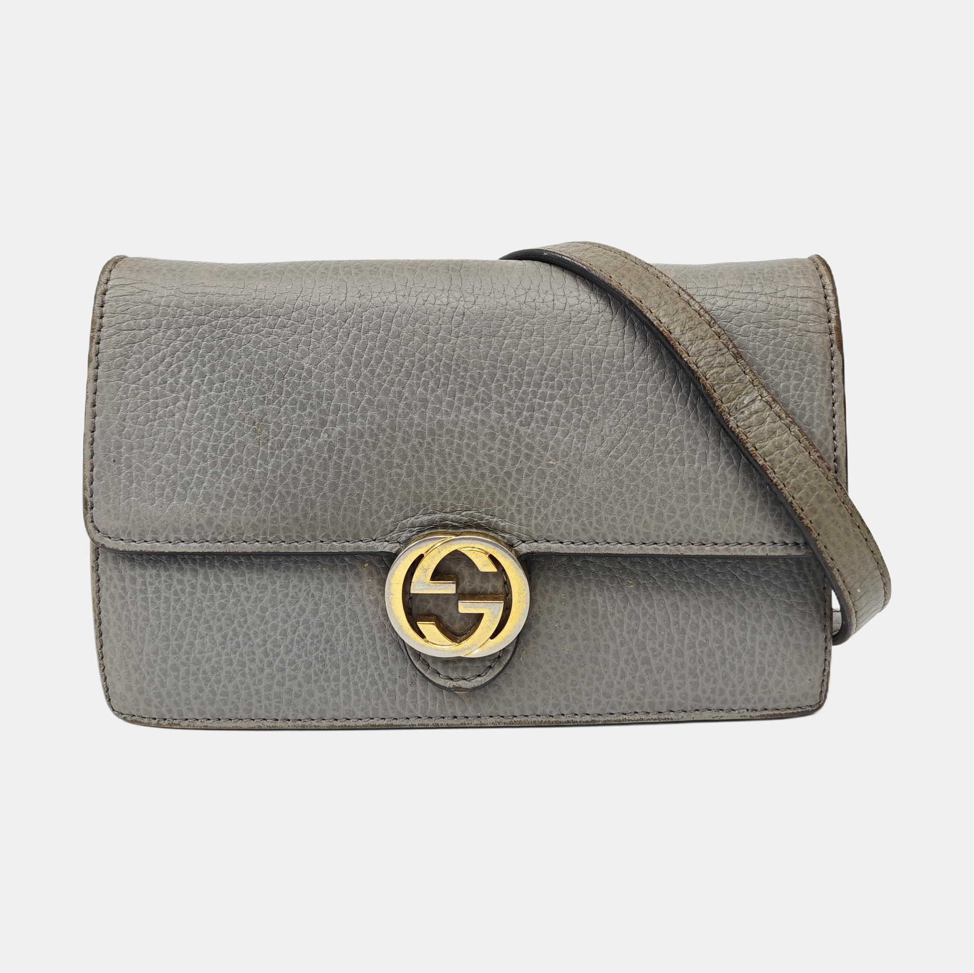 Interlocking G Small Calfskin Gray